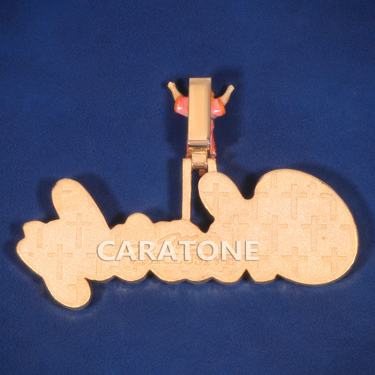Fully Iced Out Cursive Name Pendant with Gold Finish and Diamond Pavé