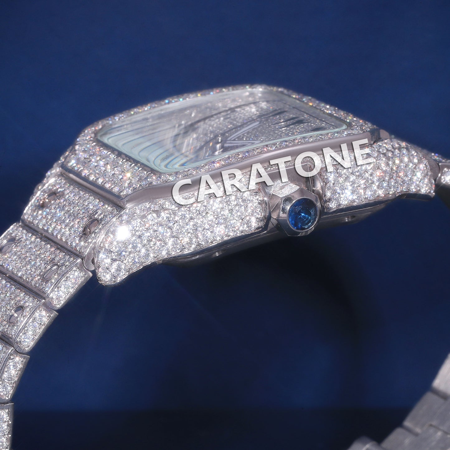 Luxury Classic Arabic Dial Iced Out VVS Bust Down Moissanite Watch with Full Diamond Icy Mens Silver Watches