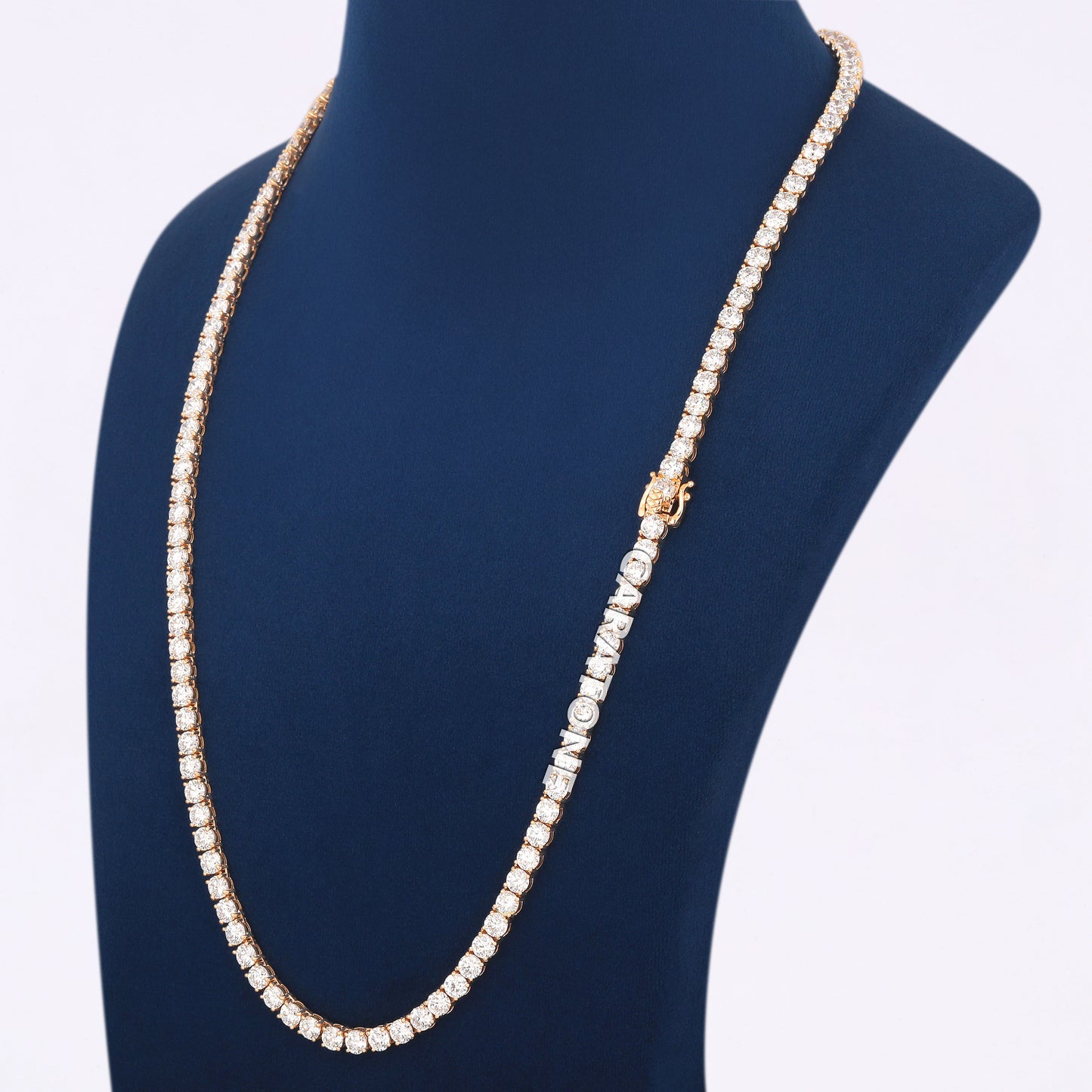 Luxury Custom 24 inch 4.5 mm Tennis Necklace Iced Out with Gold Plating for Men and Women