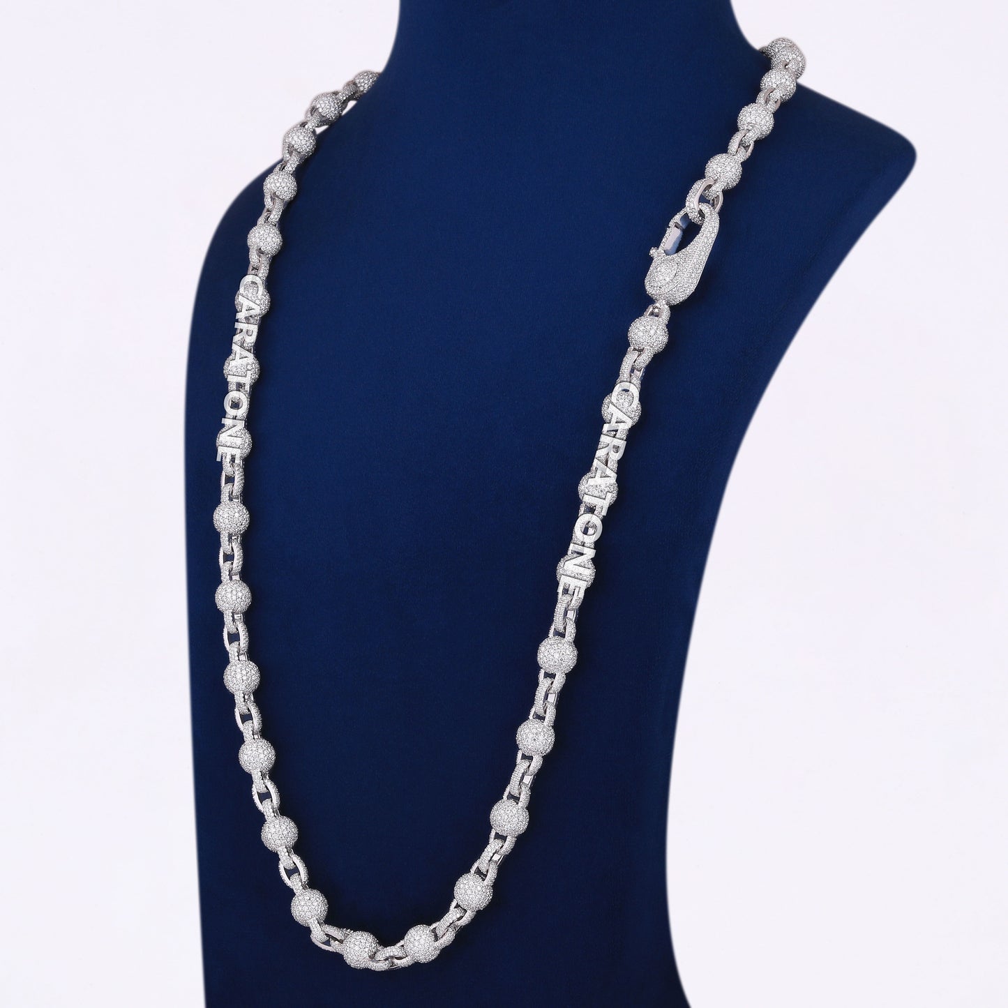 10mm 30 inch Iced Out VVS Moissanite Diamond Beads Ball Bubble Cuban Link Chain Necklace for Mens