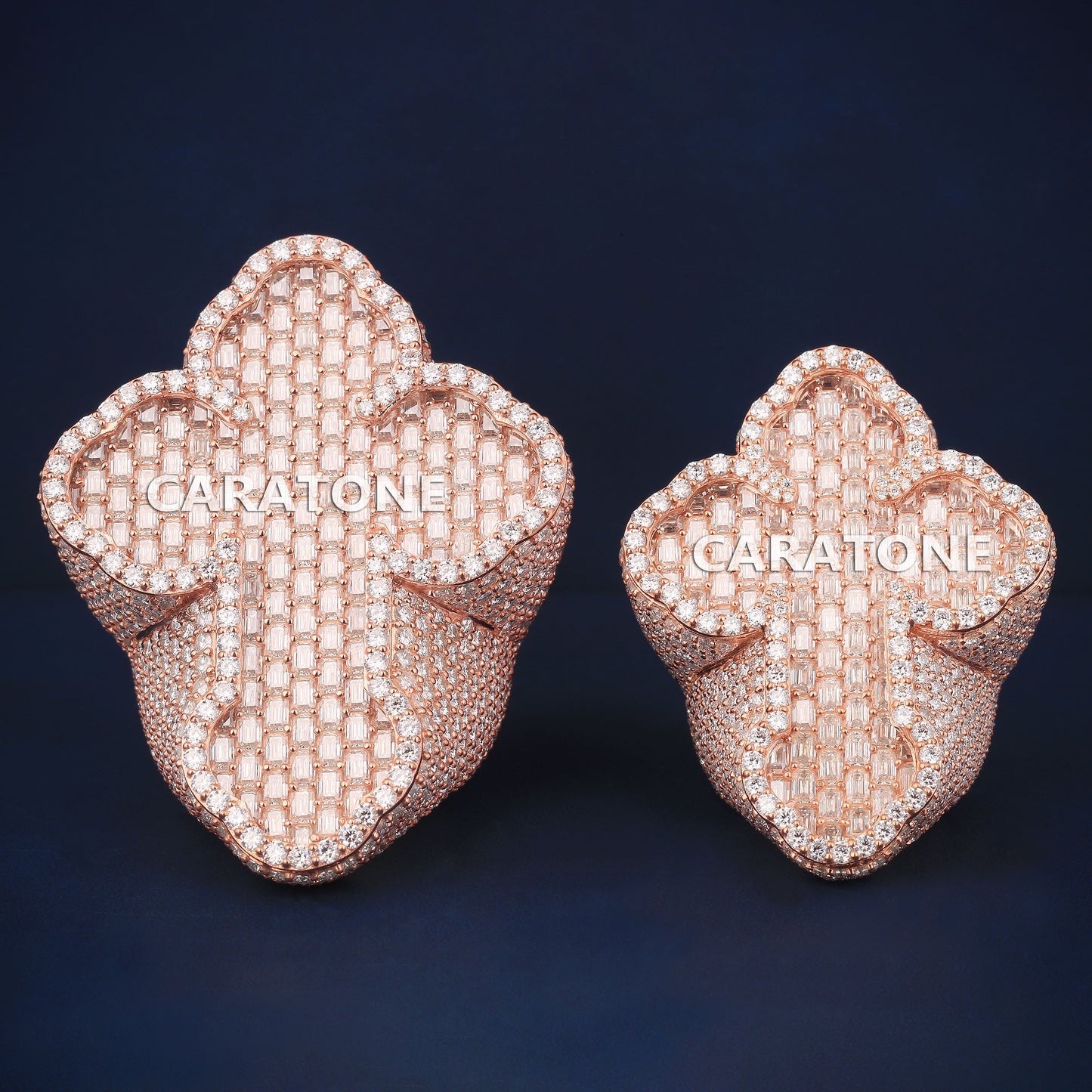 Customise hip hop cross diamond ring in rose gold d vvs clarity