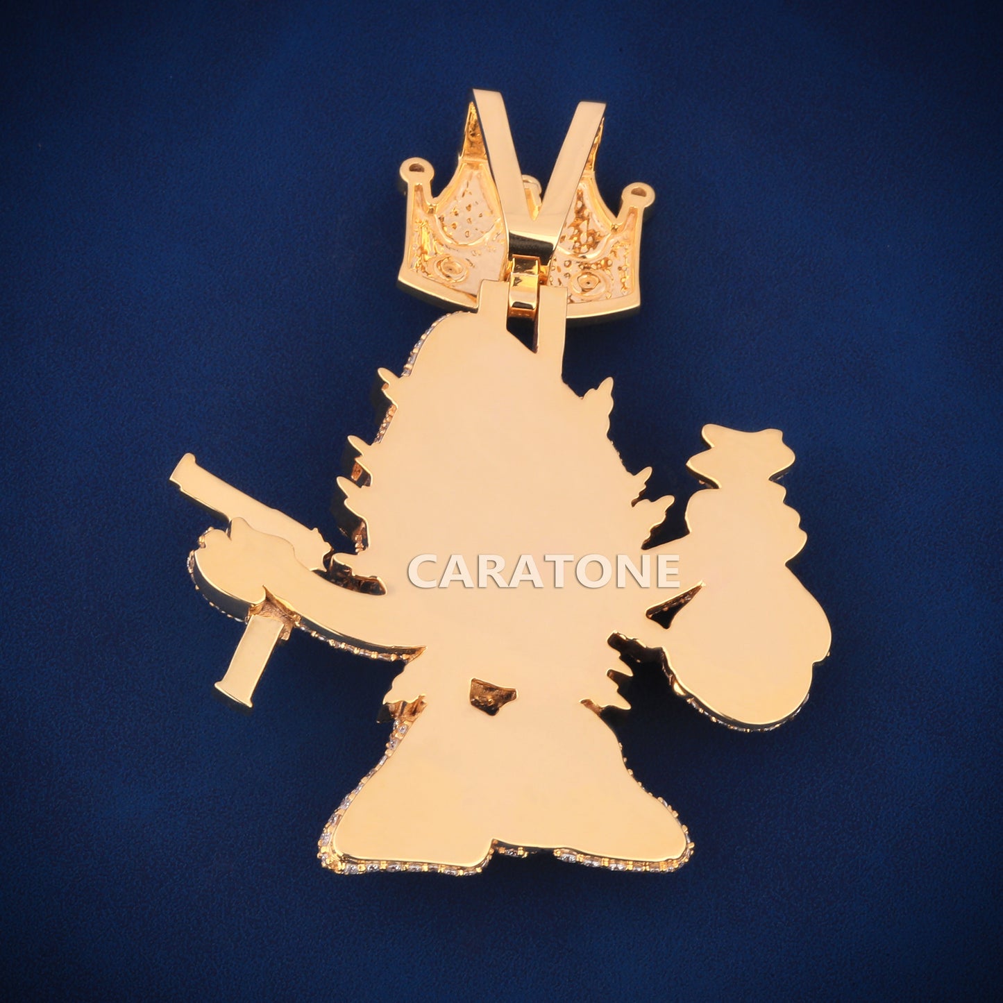 Full iced out 3d designer lab diamond pendant for men in 14kt gold