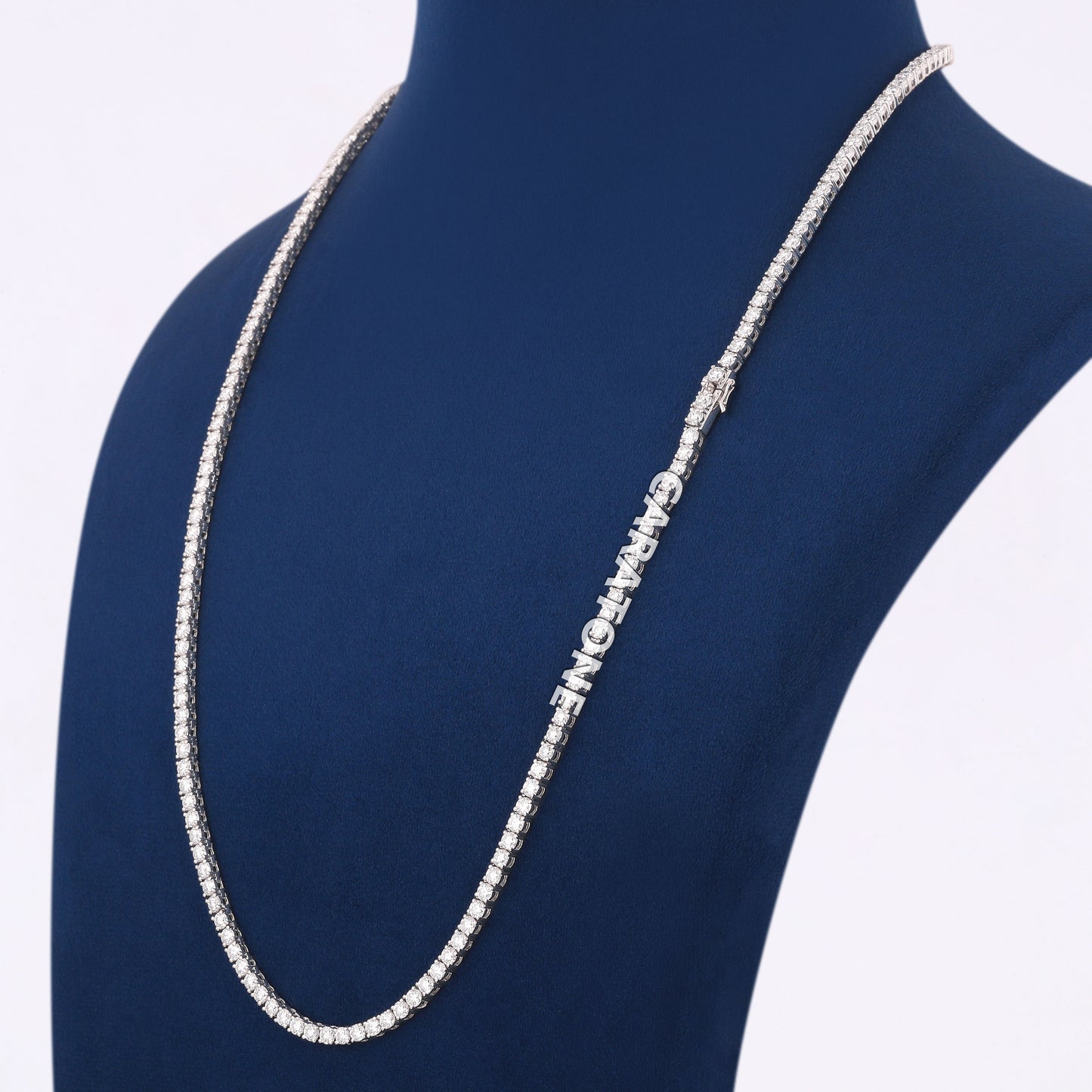 Fully Iced Diamond Tennis Chain in 14K White Gold with VVS Shine and Brilliant Link Design