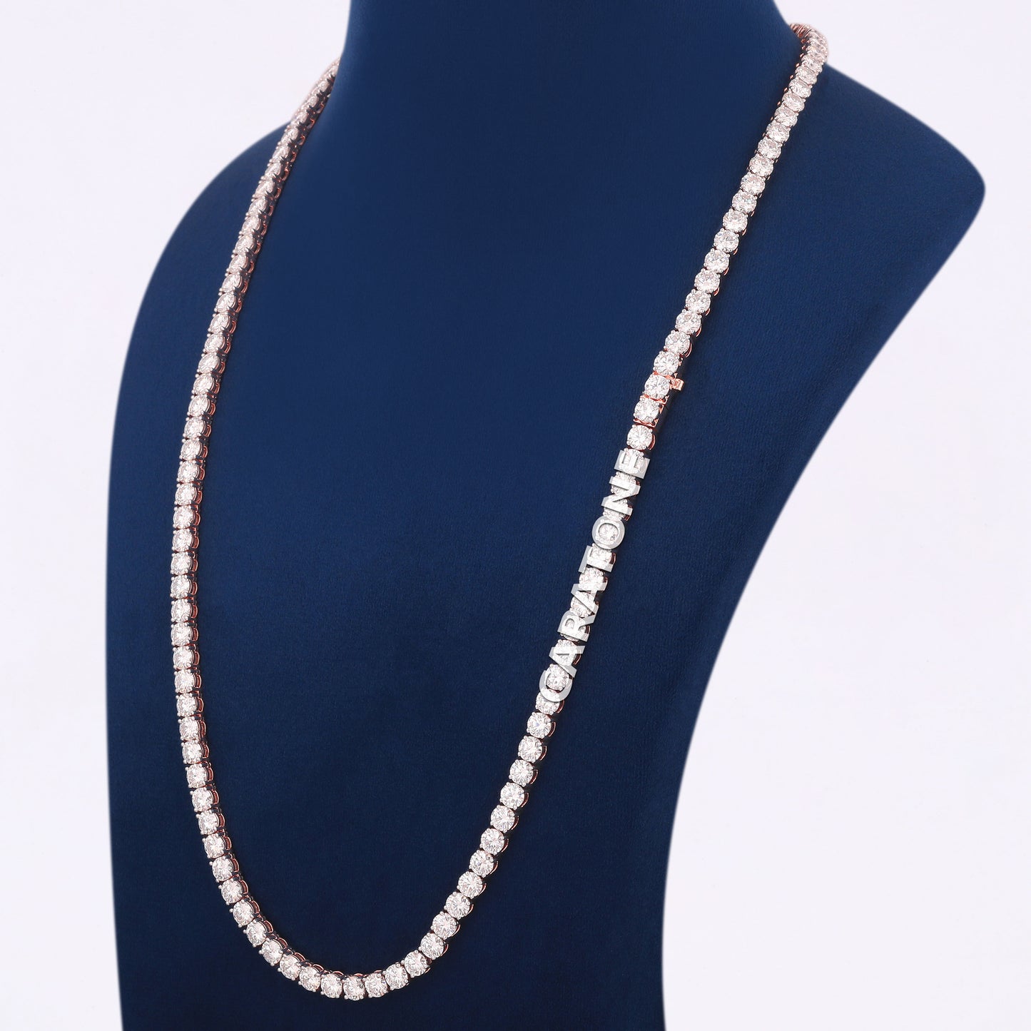 24 Inch 5 mm Rose Gold Diamond Tennis Chain Necklace Elite Drip Collection