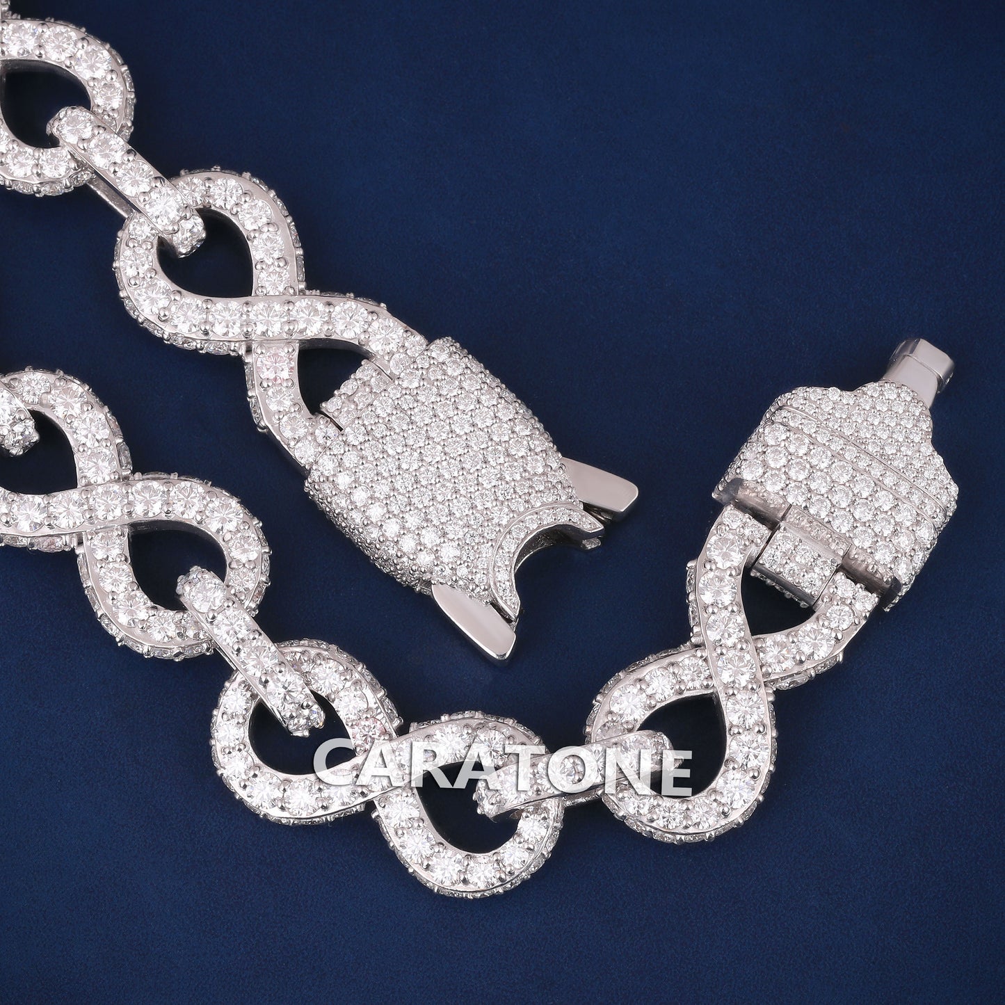 Real Diamons Iced Out Mens 16mm Infinity Cuban Link Chain Fully White Gold Mens Unique Chains Necklaces