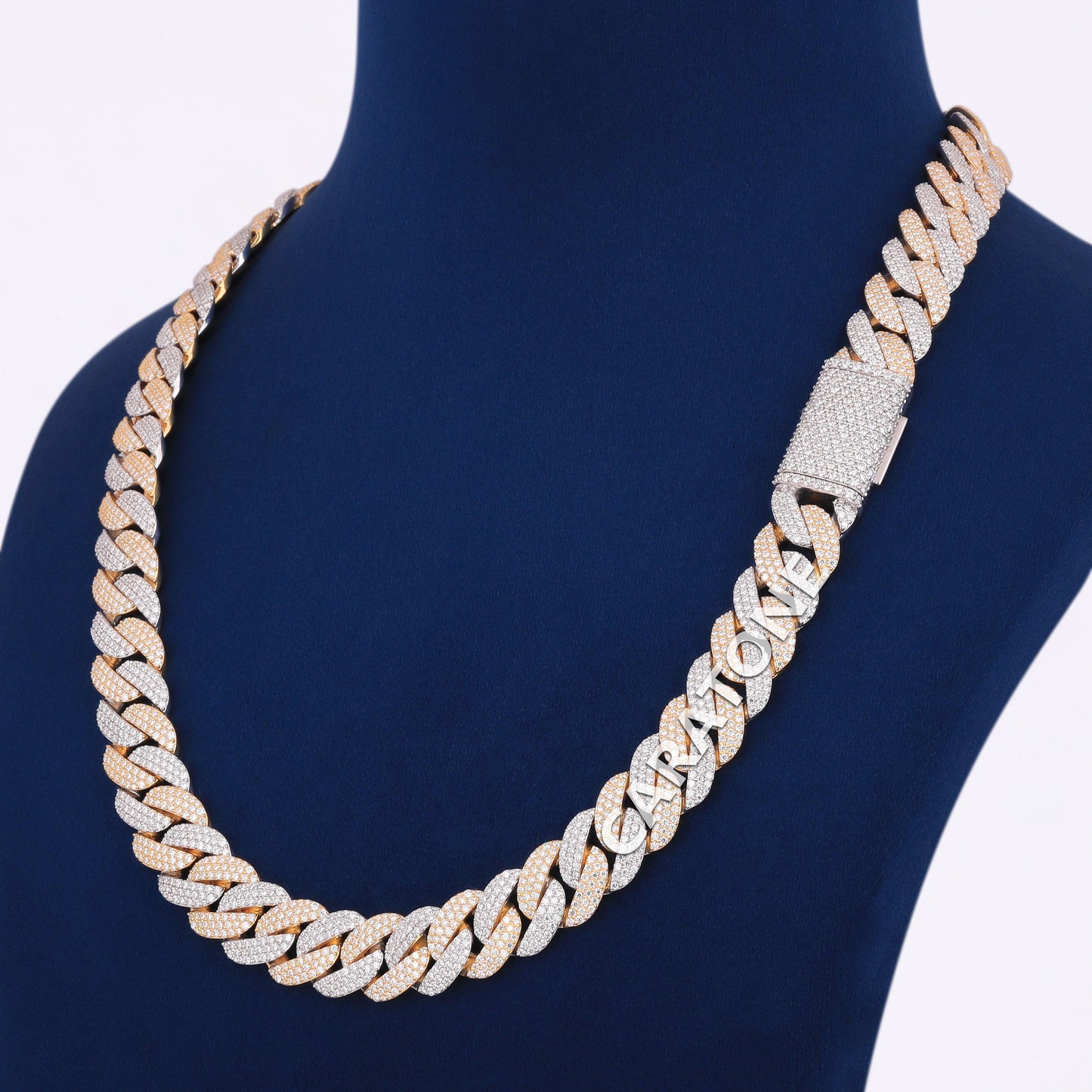 22 inch 14mm Two Tone Silver Yellow 14k gold Moissanite Cuban Link Chain Biggest rapper Chains