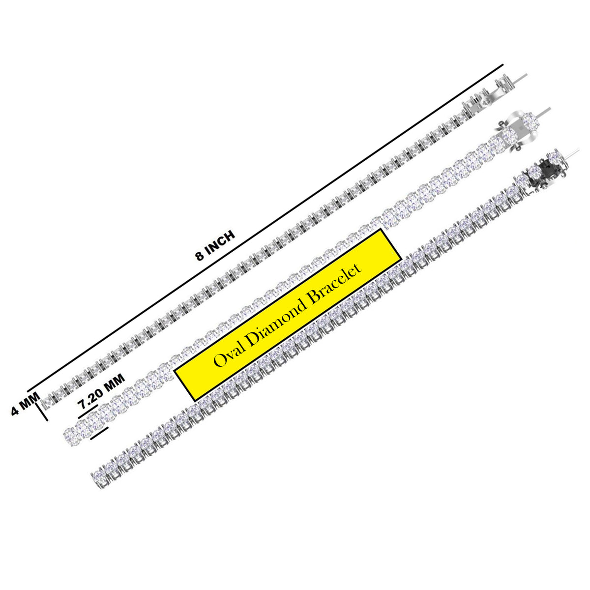 Premium White Gold Plated Oval Brilliant Cut Lab Grown Diamond Eternity Tennis Bracelet