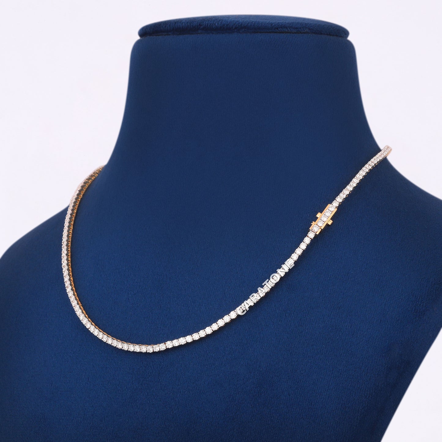 18 Inch 3mm Yellow Gold Tennis Chain Necklace Iced Out Diamonds for Men and Women