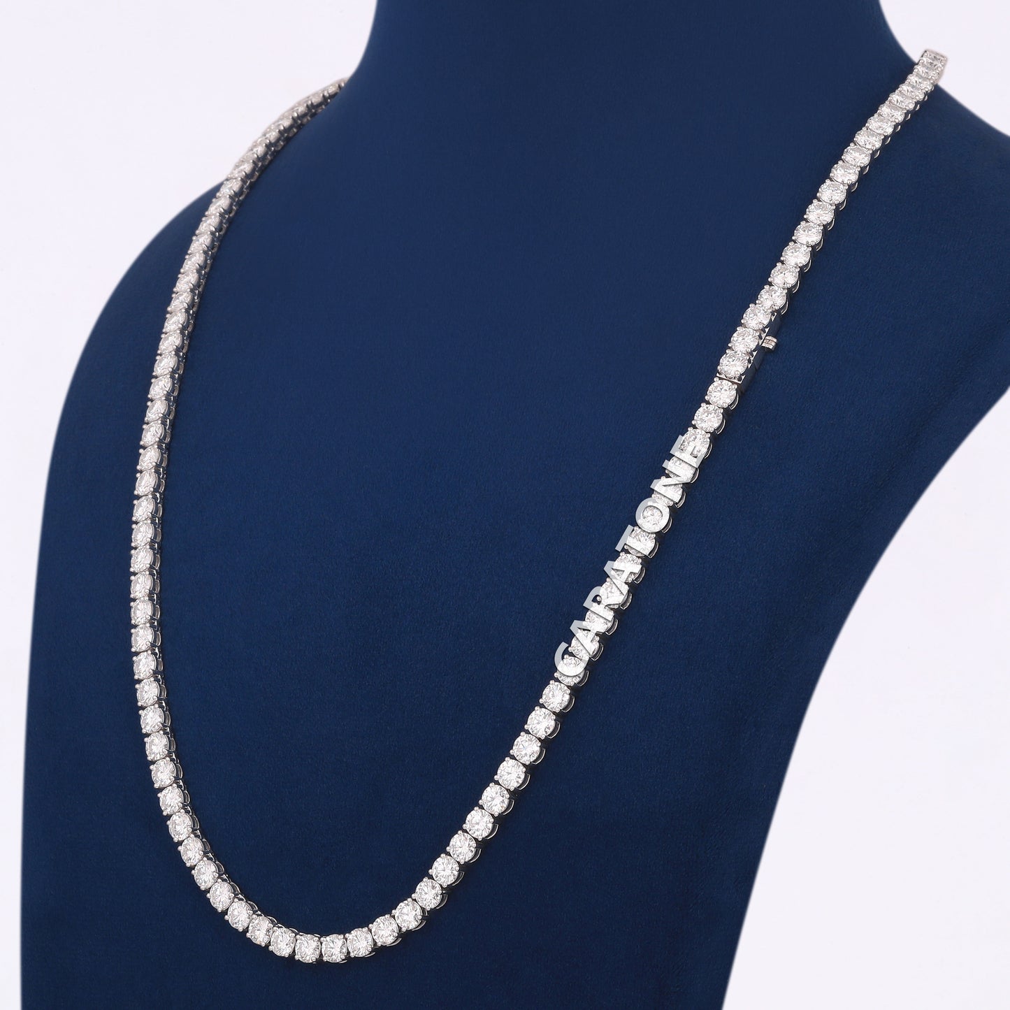 Unisex 24 Inch 5mm Silver Diamond Tennis Chain Necklace Iced Out Jewelry for Rapper Look