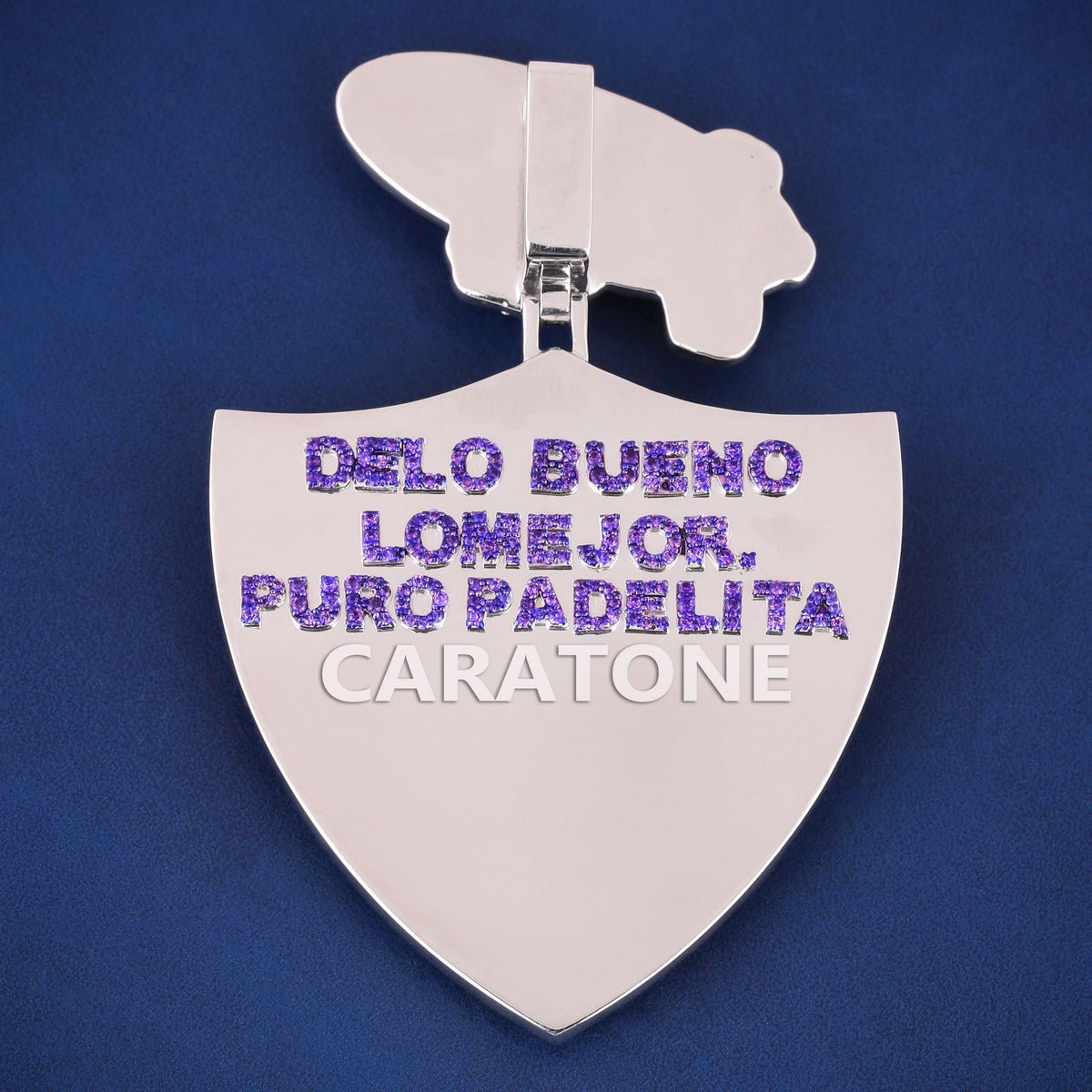 High Quality Luxury Custom Letter Pendant With Black And Purple Labgrown Diamond, Exclusive Shield Design And Stylish Hip Hop Look