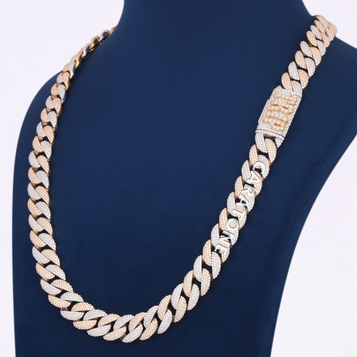 Two Tone Color 925 Sterling Silver With Lab Diamond Chain With Pendant