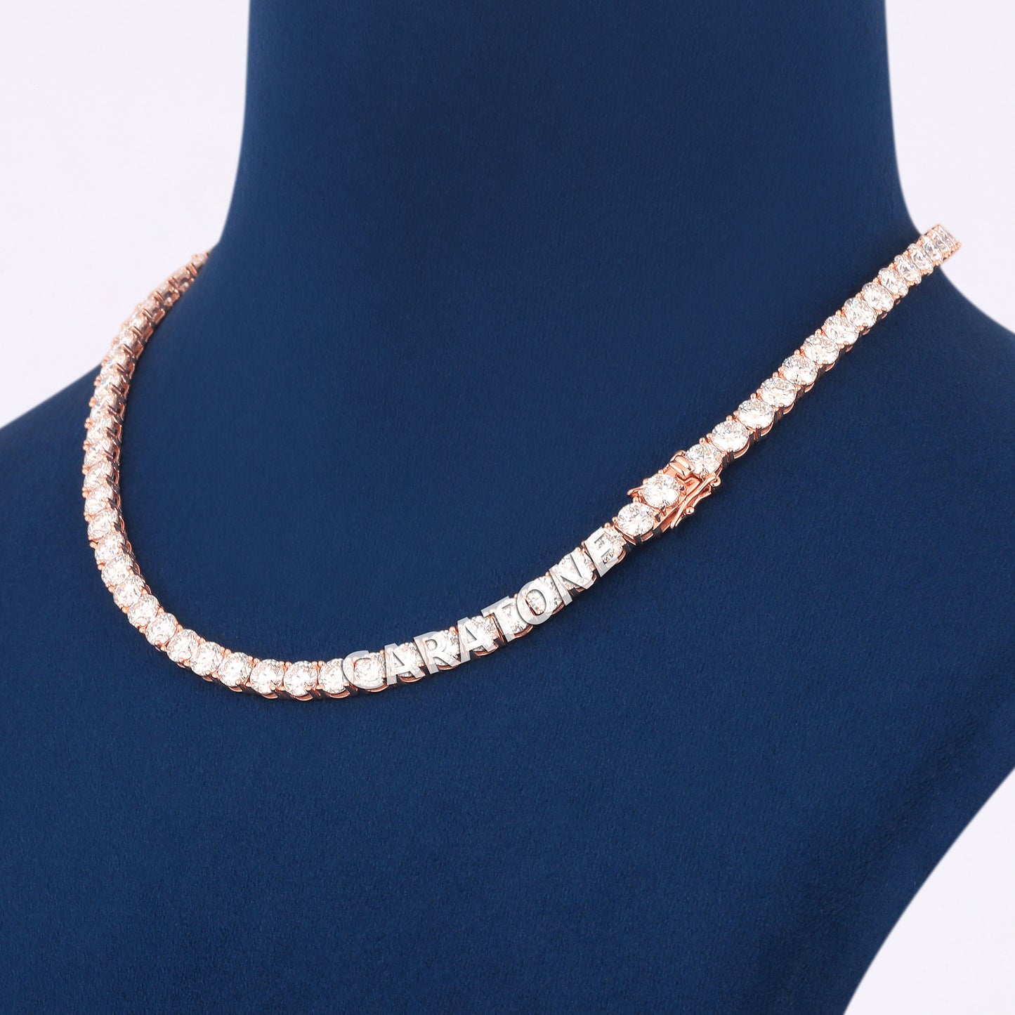 14KT Yellow Gold Tennis Neckalce With Custom Letter Pendant