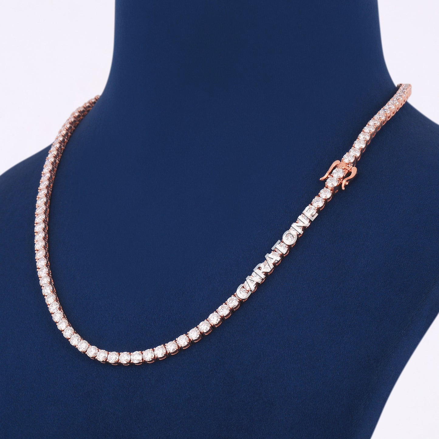 Customized Two Tone Mens Rose Gold Necklace in Diamond Personalized Letter Pendant with Tennis Chain for Rapper Latest Chain Pendant Design Necklace