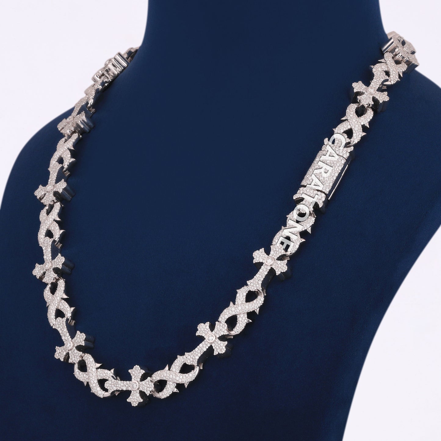 22 Inch 16mm Silver Diamond Cross Infinity Link Chain Necklace Iced Out Mosaic Set Design Hip Hop Piece