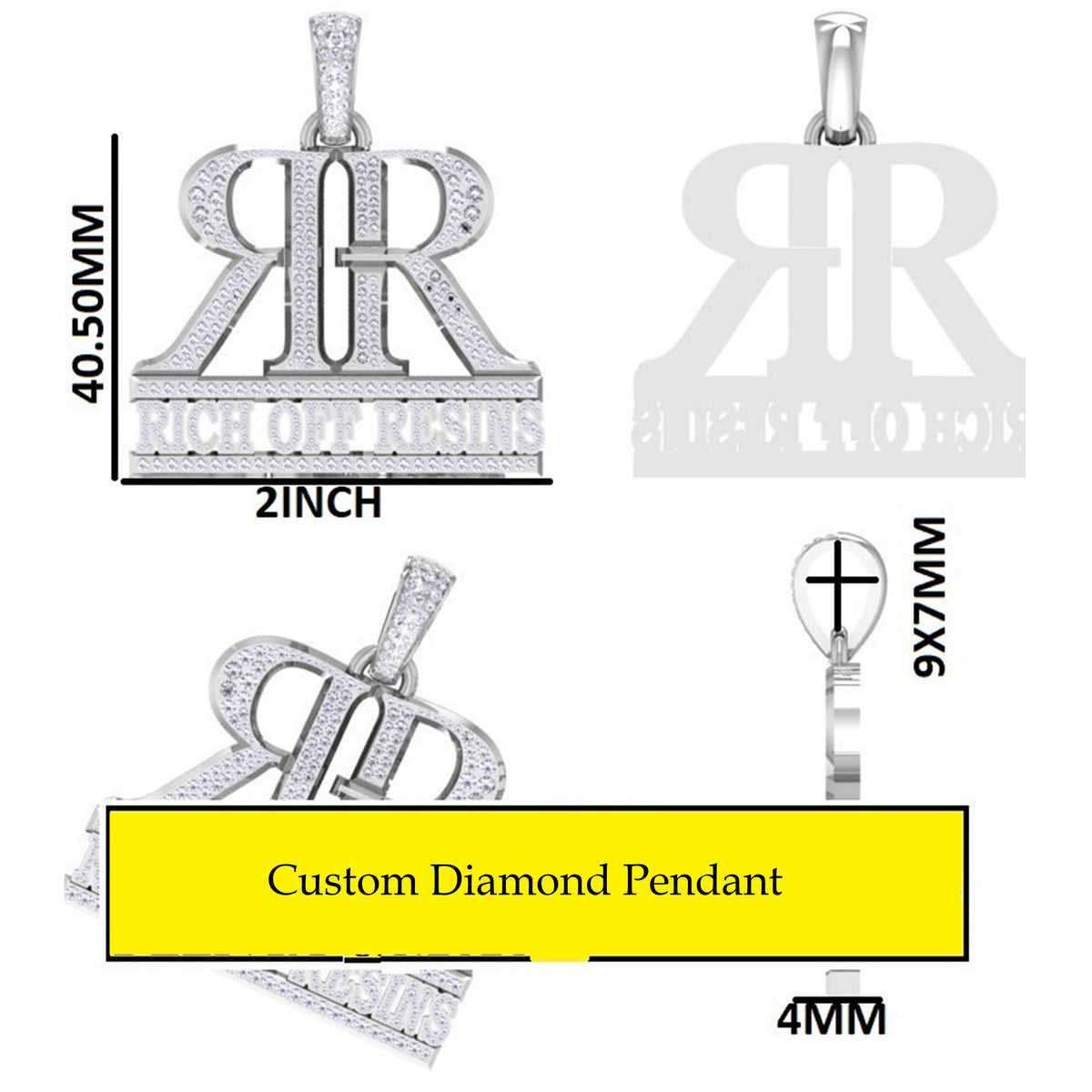 Custom Iced Out Rich Off Resids Hip Hop Pendant with Lab Grown Diamonds