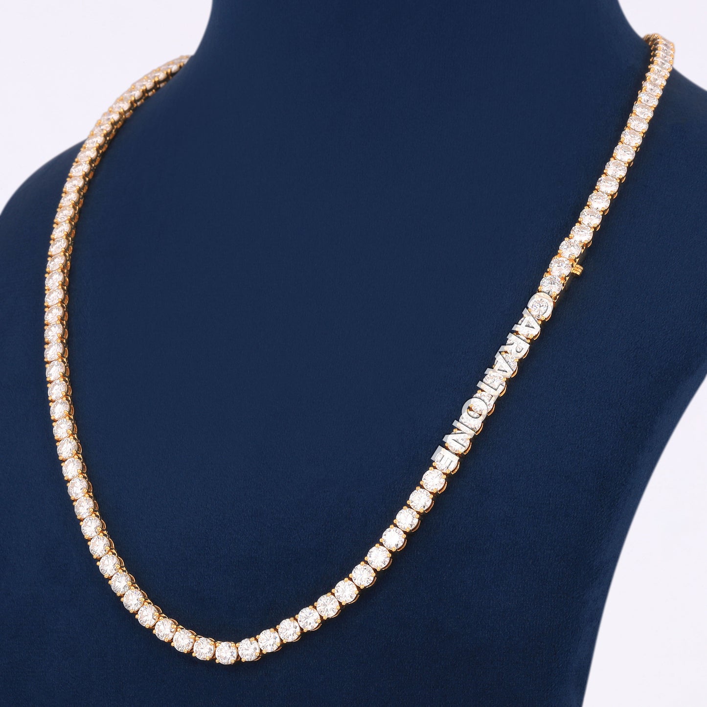 Unique Two Tone Full Iced Pendant With Lab Diamond Tennis Necklace