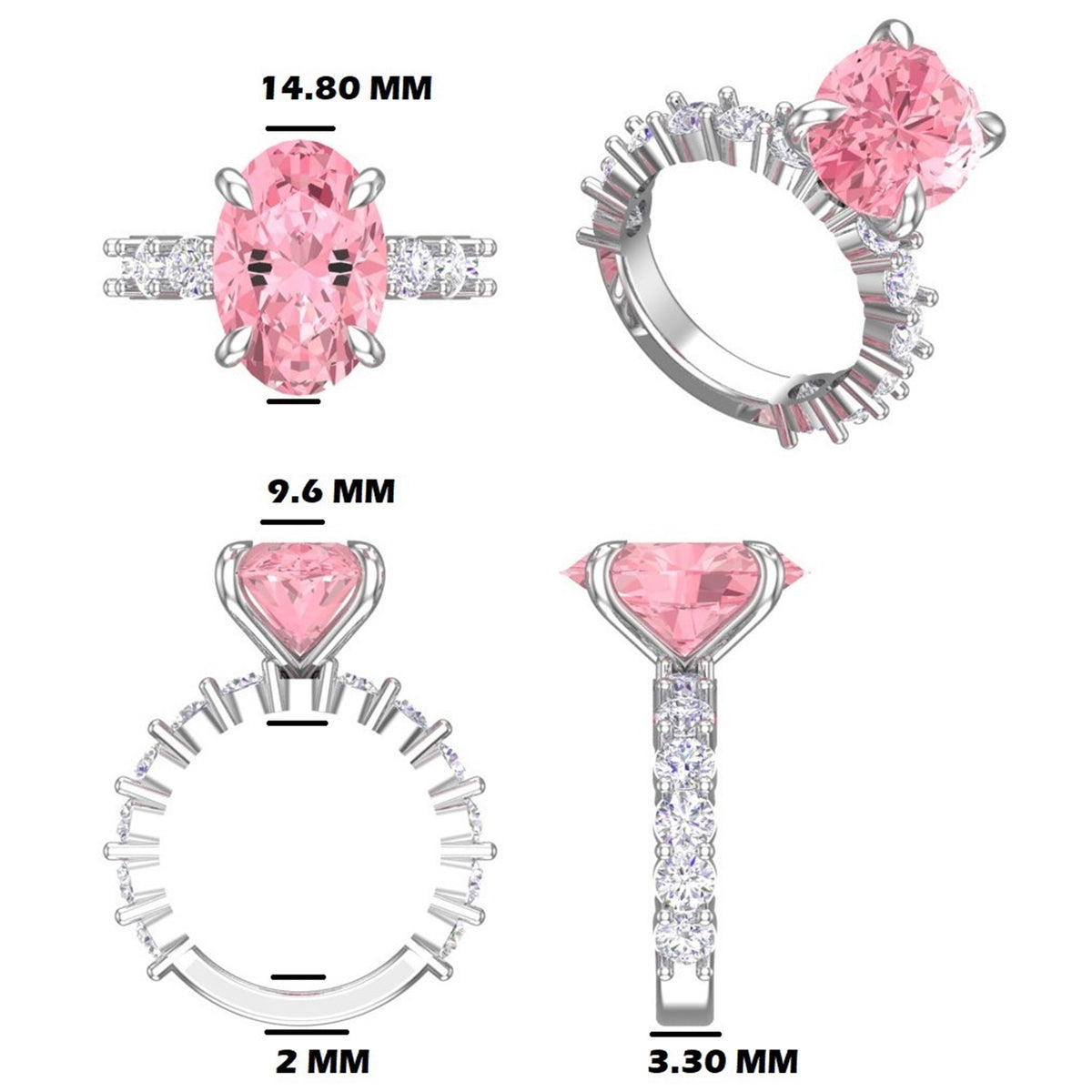 Elegant Oval Diamond Solitaire Ring in White Gold