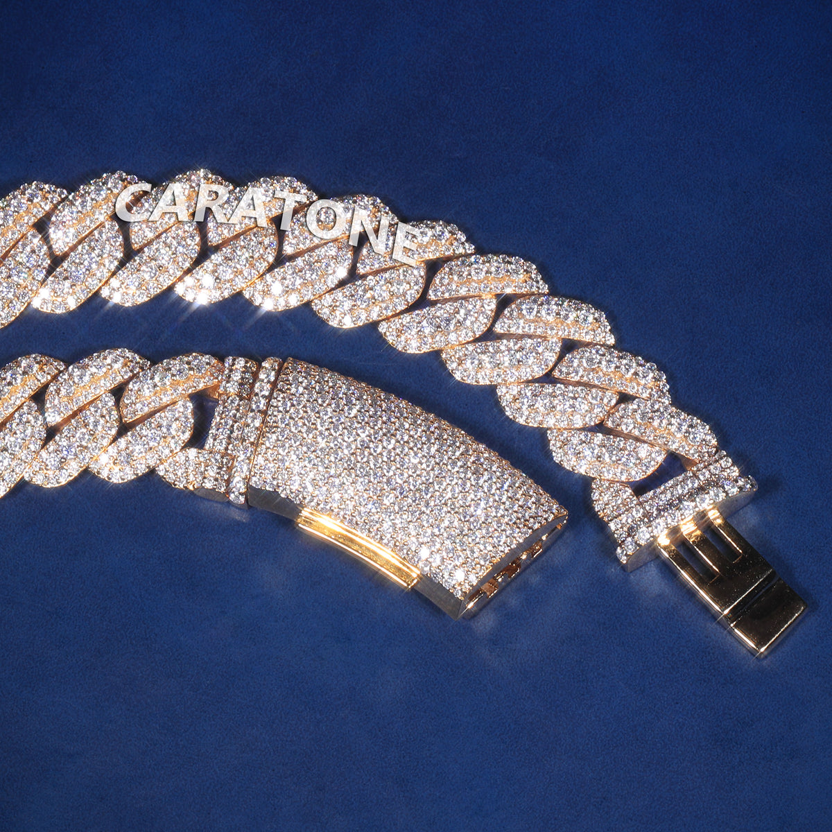 24 Inch 10 MM Custom Iced-Out Cuban Chain Yellow Gold Tone
