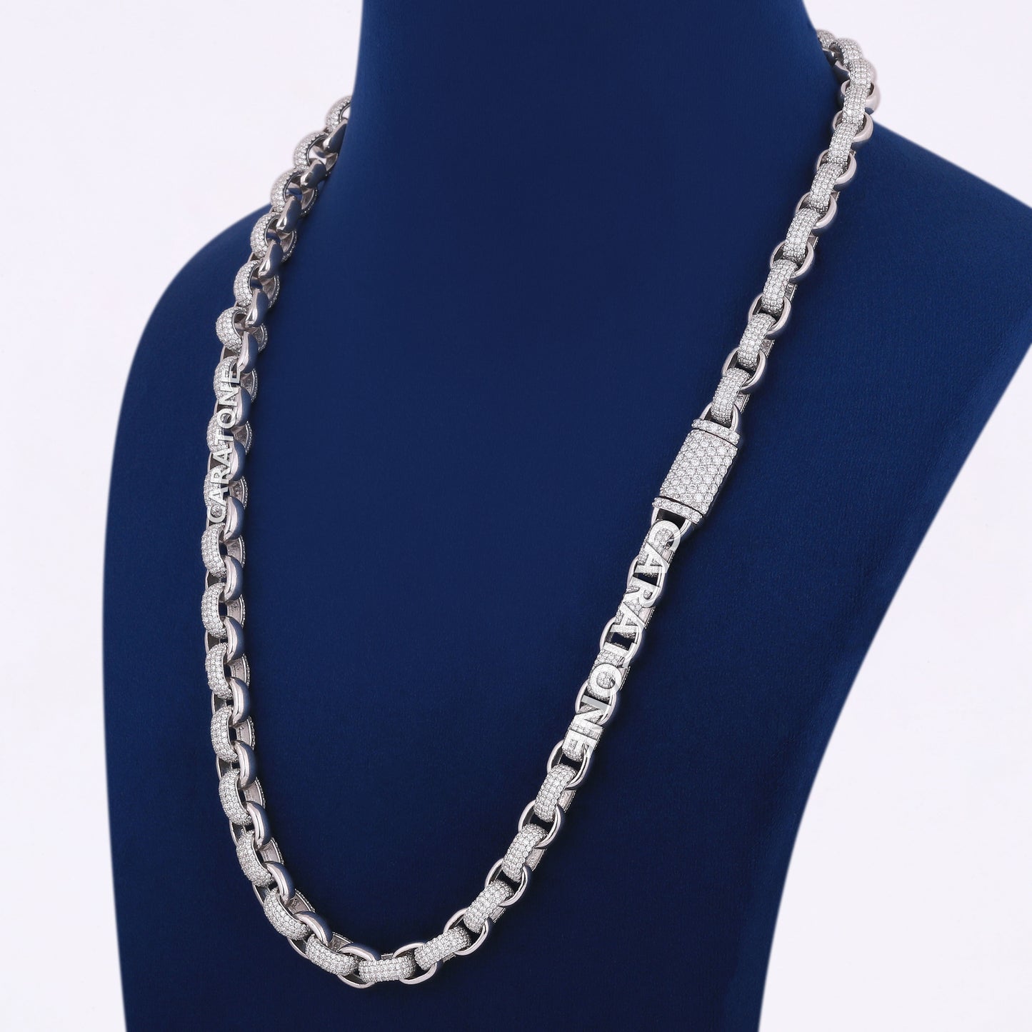 Big Heavy 925 Sterling Silver Belcher Chain Iced Out Round Diamond Link Necklace 20 Inch 3.5mm Gold Hermes Diamond Chain