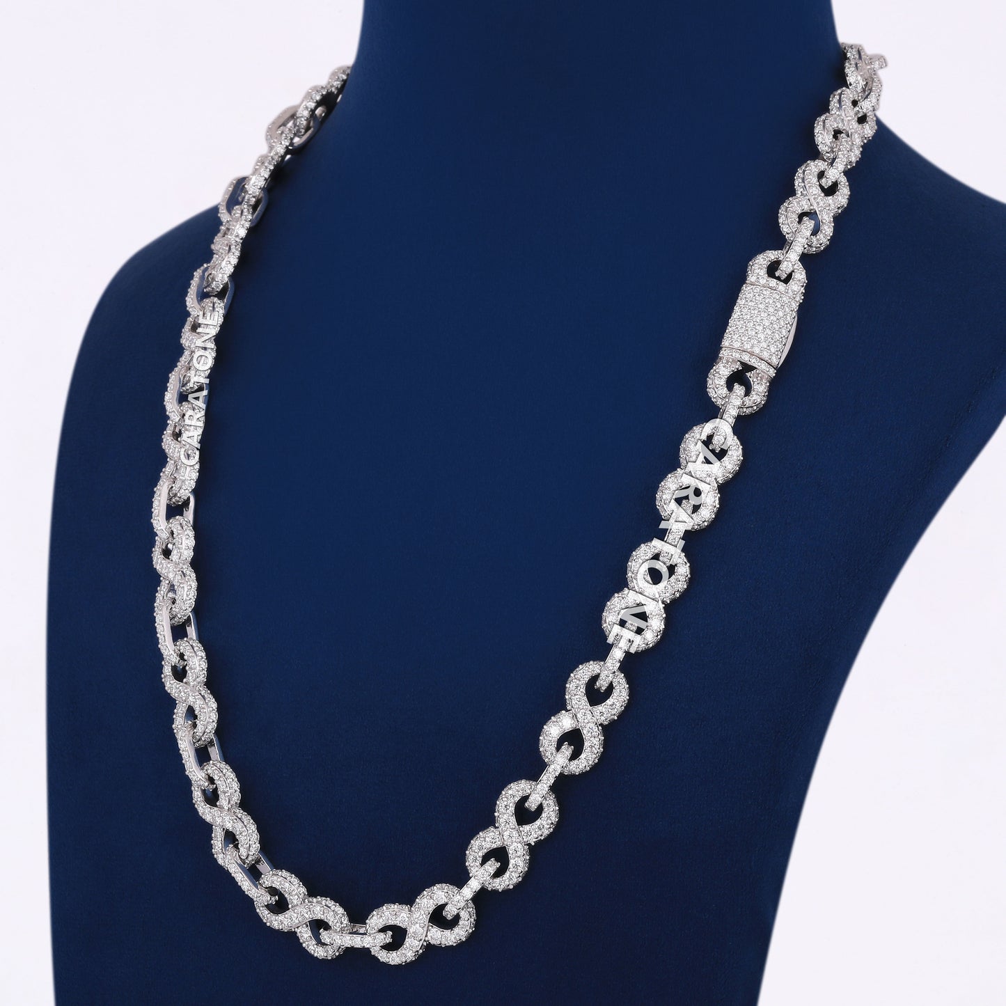 Infinity Cuban Link Chain 24inch 10MM White Gold Plated Round VVS Diamonds Chain Necklace For men
