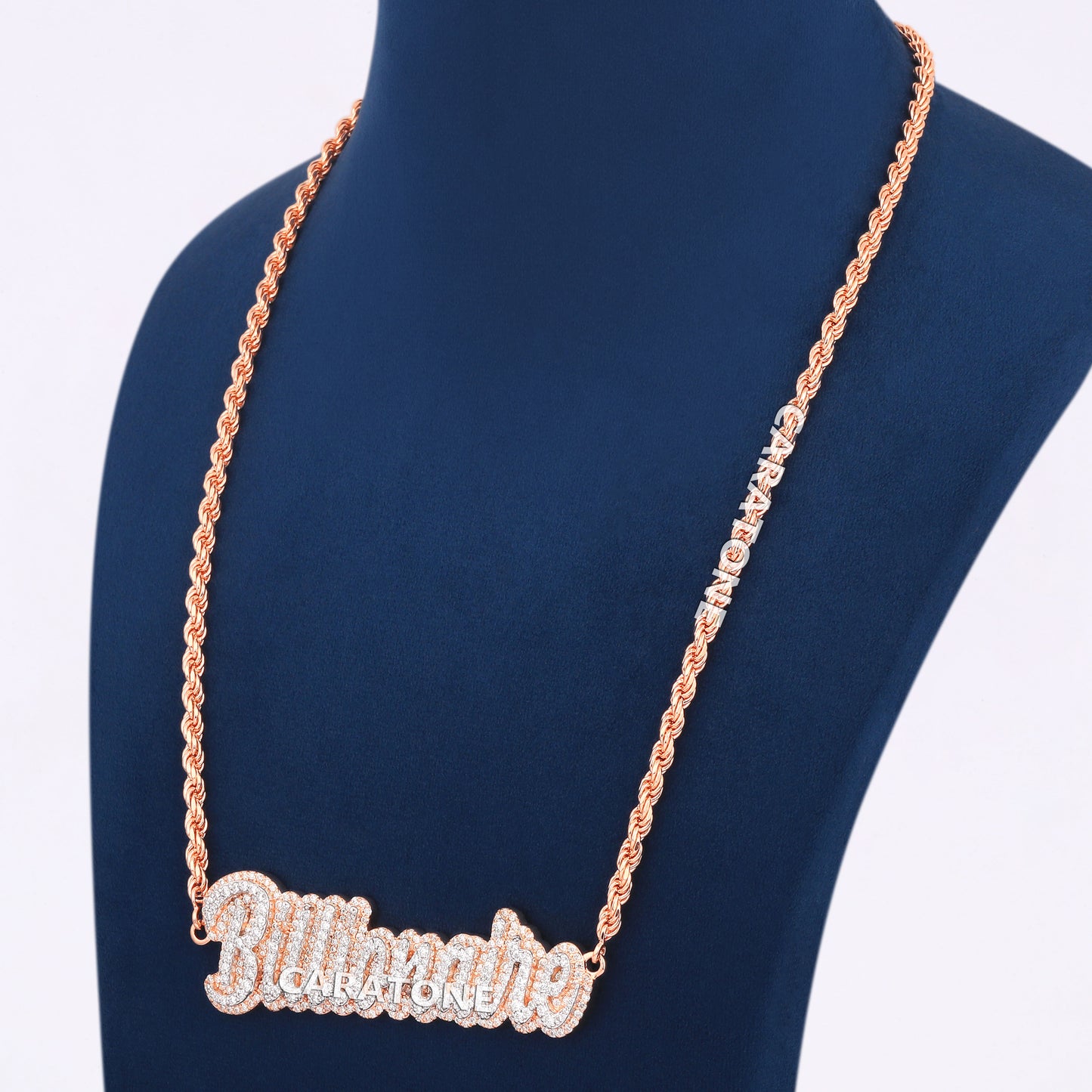 Billonaire Letter Pendant With Rope Chain In 14KT Yellow Gold
