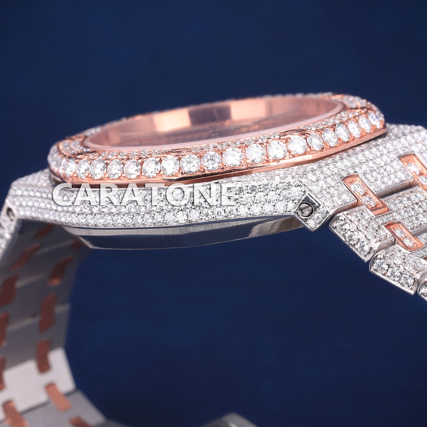Full iced out hip hop branded watch in two tone with D VVS clarity and diamond tester passed