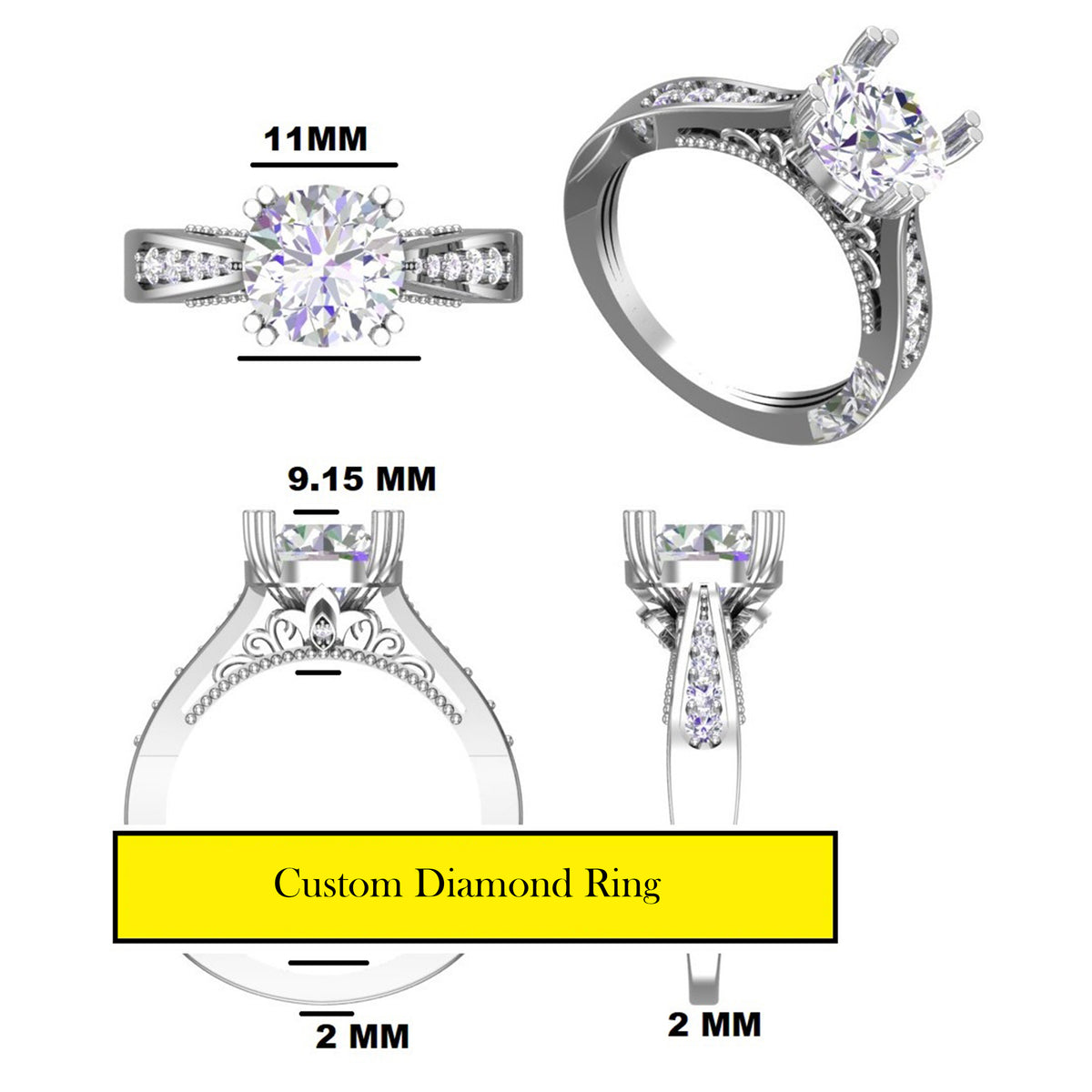 Custom 925 Sterling Silver Moissanite Engagement Ring for Women