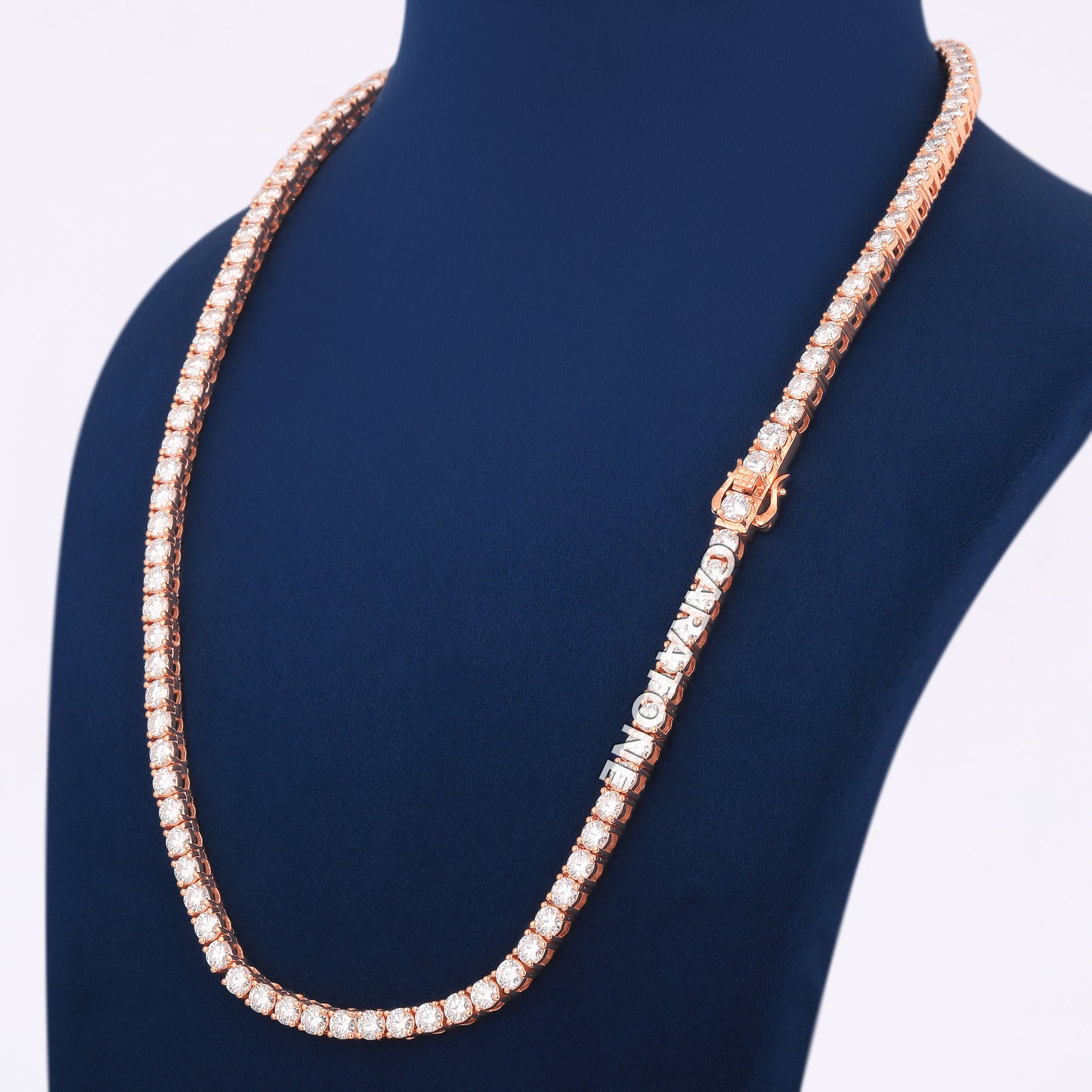 Rose Gold Diamond Tennis Chain 24 Inch 4mm Iced Out Necklace for Men and Women Hip Hop Jewelry
