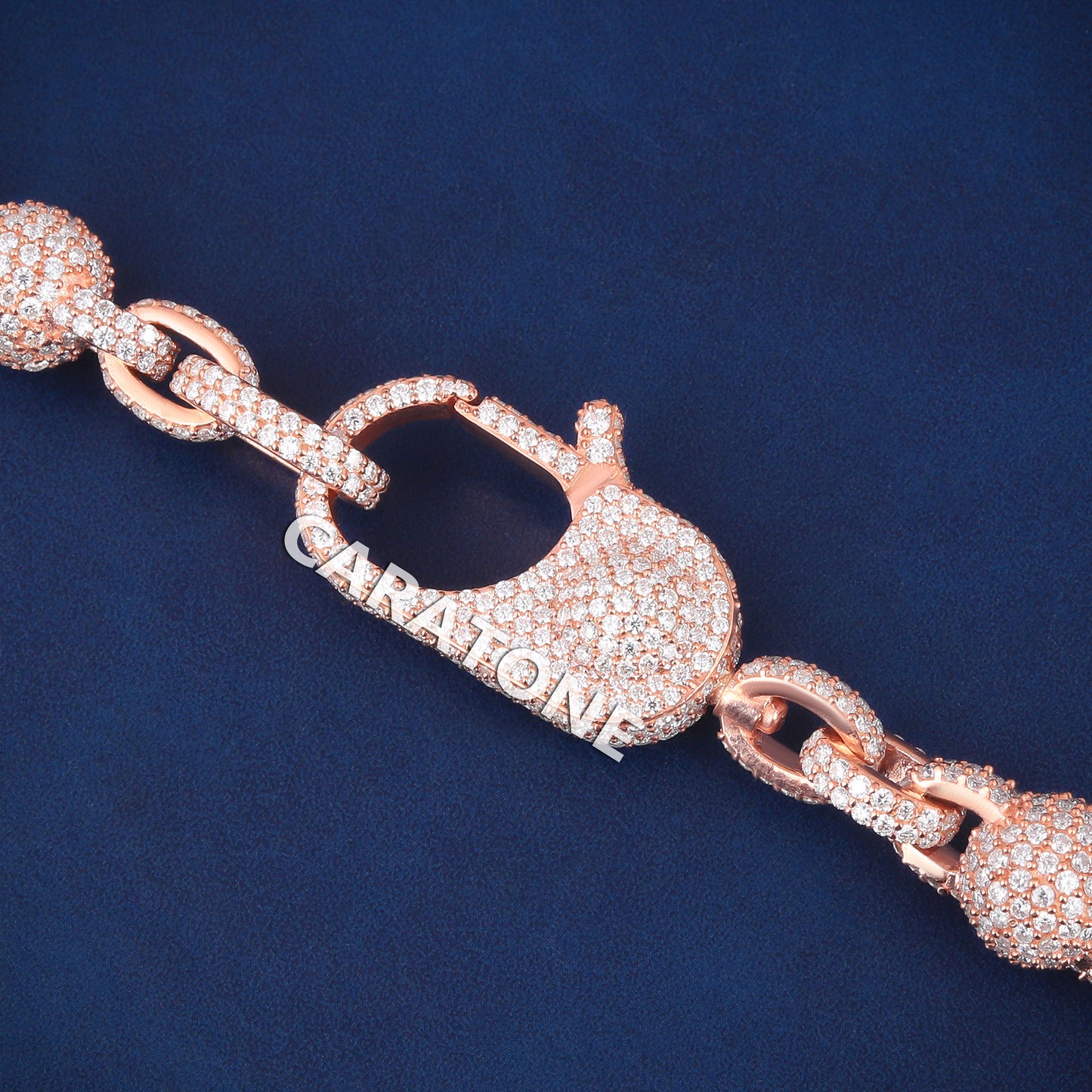 Mens 10mm Fully Rose Gold Ball Link Chain Necklace 22 inch Iced Ball Chain Beaded Gold Chain Necklace Rapper for Unisex