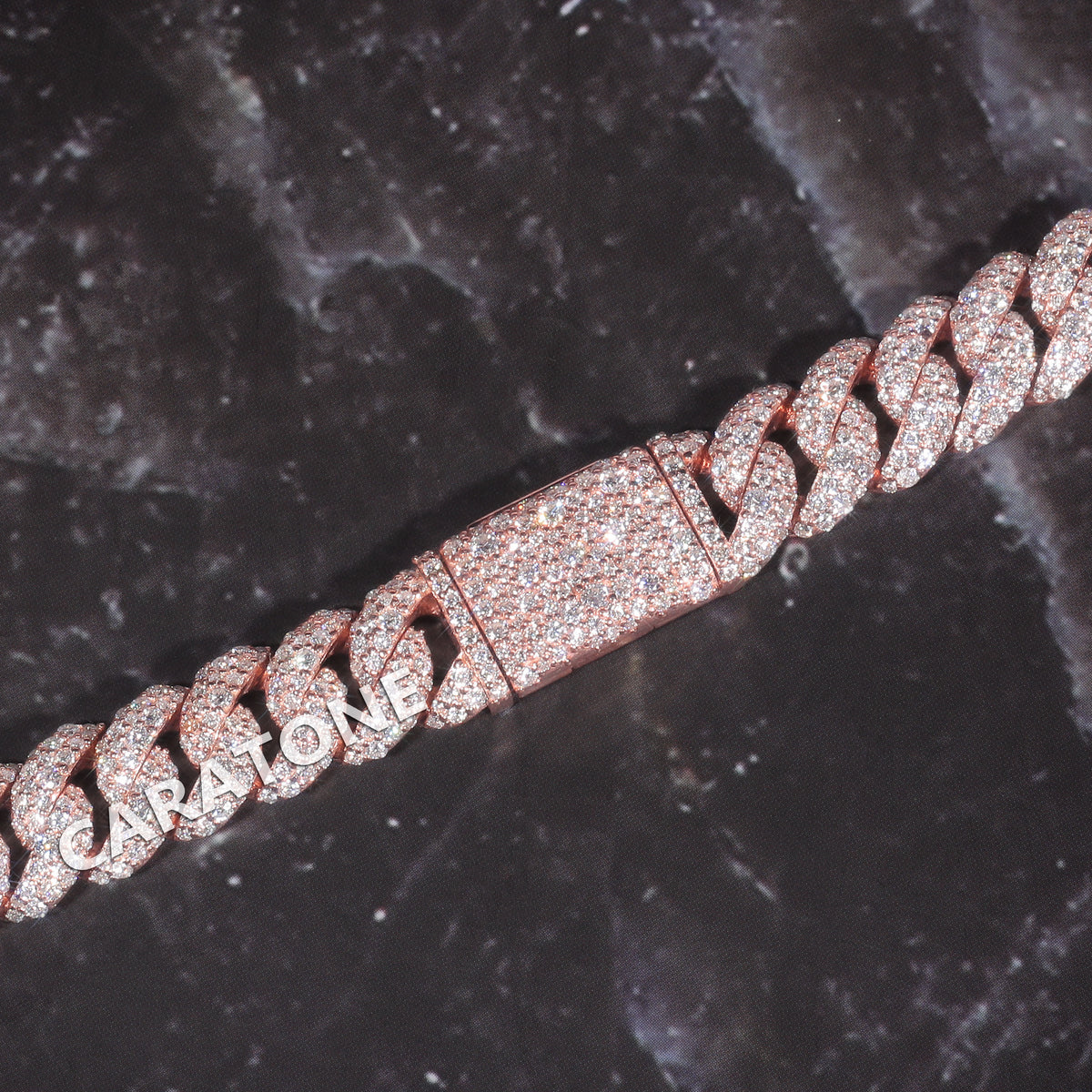 22 Inch 10 MM ustom Iced-Out Cuban Link Chain Rose Gold Finish Signature Letter Detailing