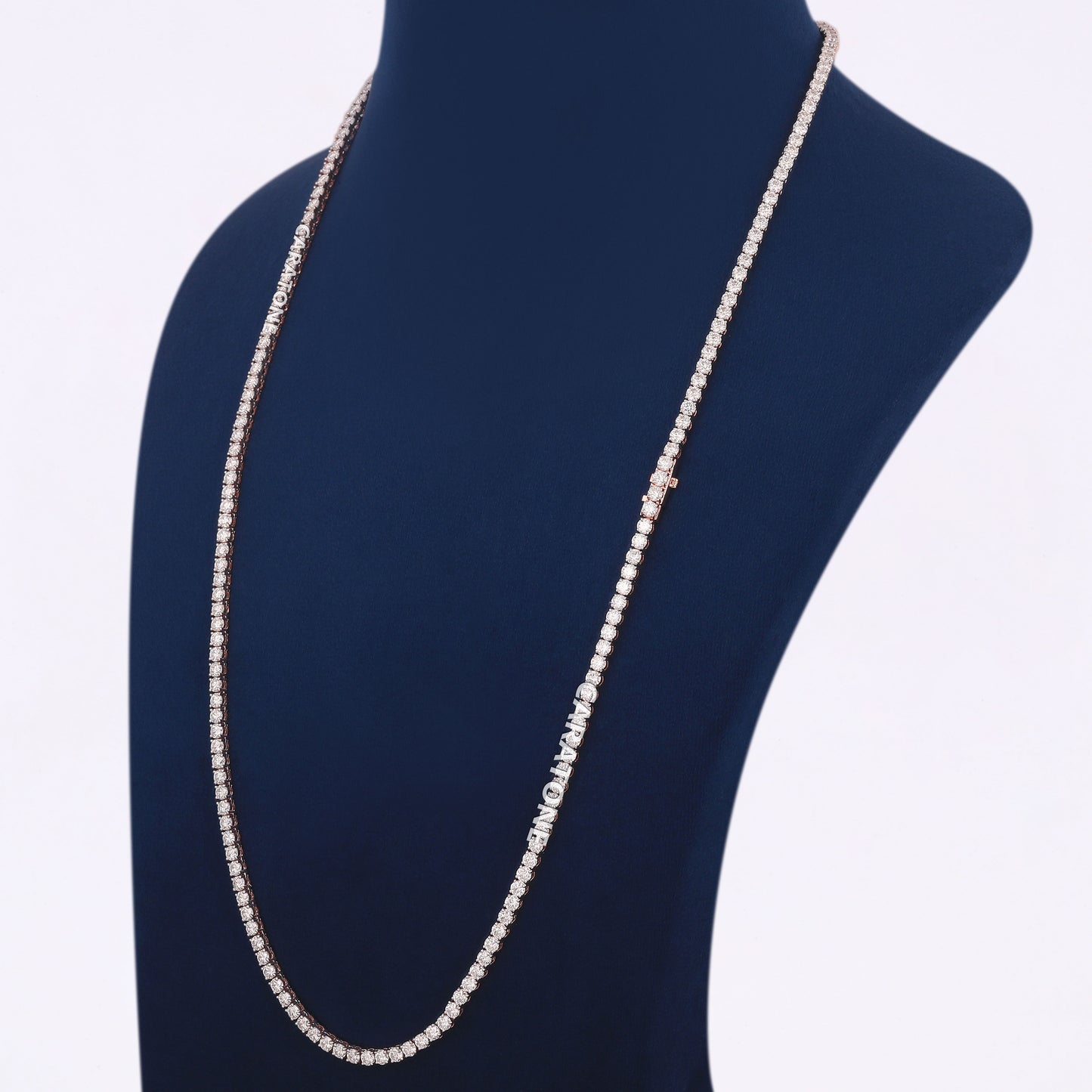 24 Inch 3mm Rose Gold Diamond Tennis Chain Necklace Celestial Ice Collection