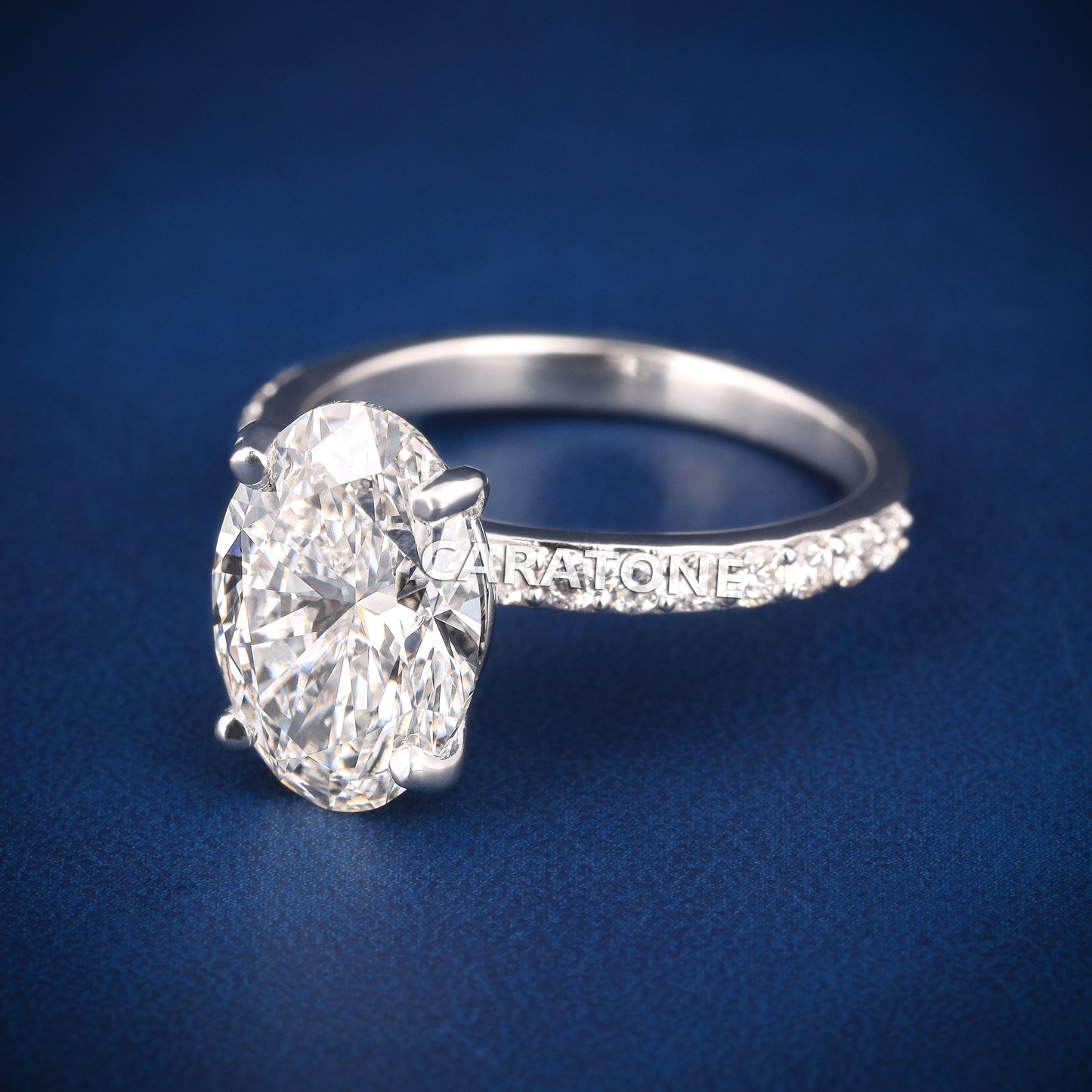 Pave set womens engagement wedding oval diamond ring