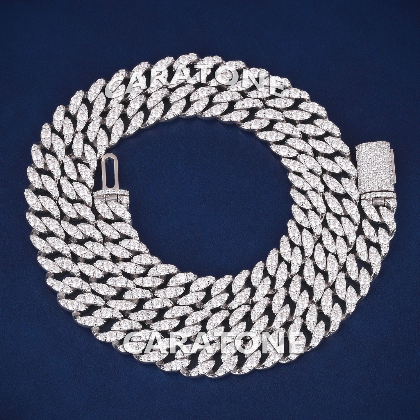 Womens & Mens 10mm Real Rappers Iced Out Diamond Leaf Cuban Link Chains with Fully Silver Hip Hop Chains Necklace