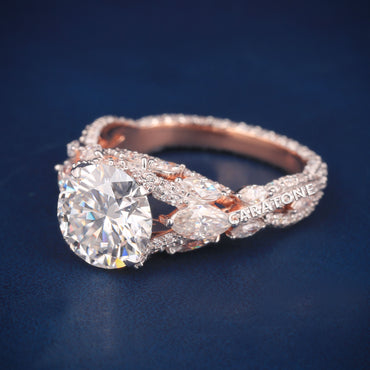 Rose Gold Rings For Women Round Brilliant Lab Diamonds Wedding And Engagement Jewelry For Her