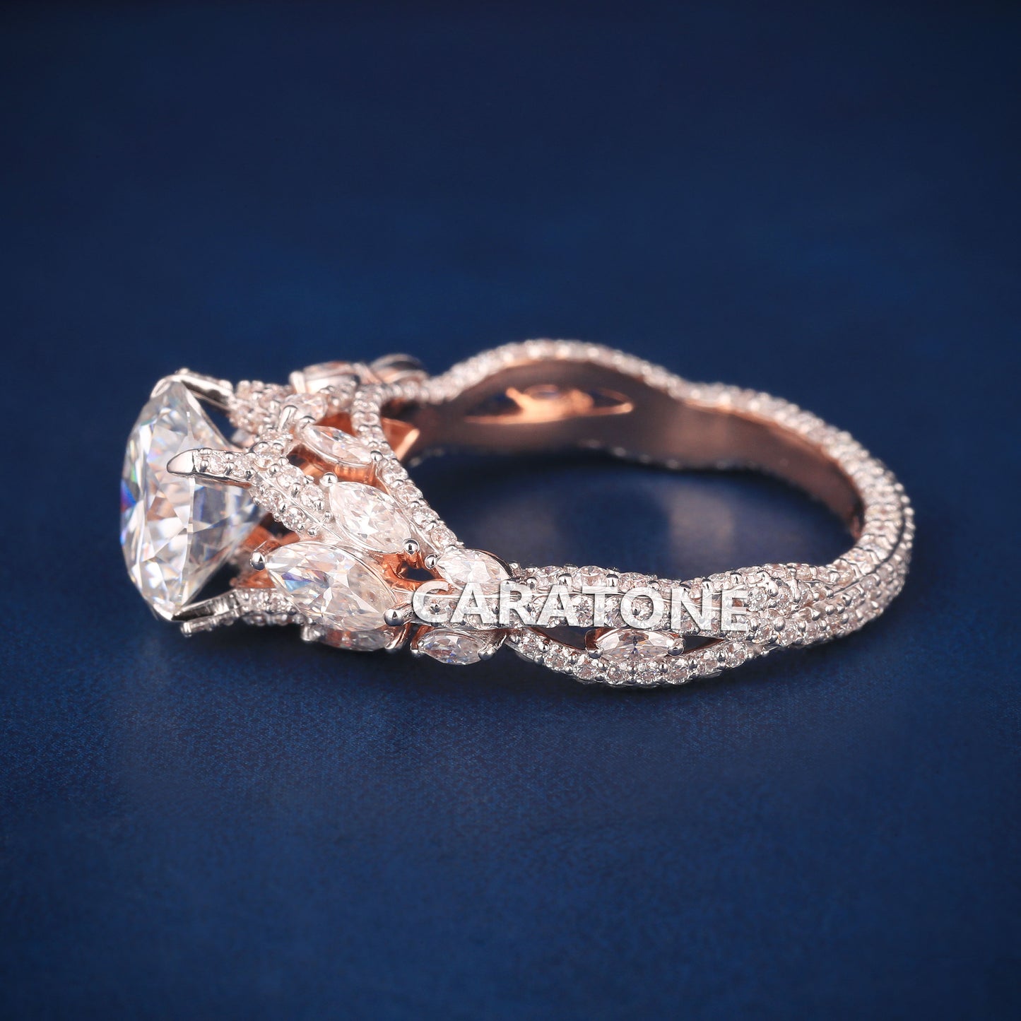 Rose Gold Rings For Women Round Brilliant Lab Diamonds Wedding And Engagement Jewelry For Her