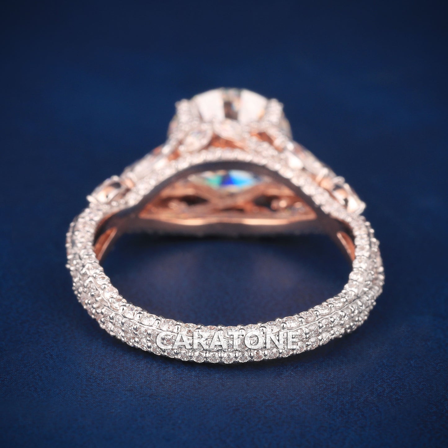 Rose Gold Rings For Women Round Brilliant Lab Diamonds Wedding And Engagement Jewelry For Her