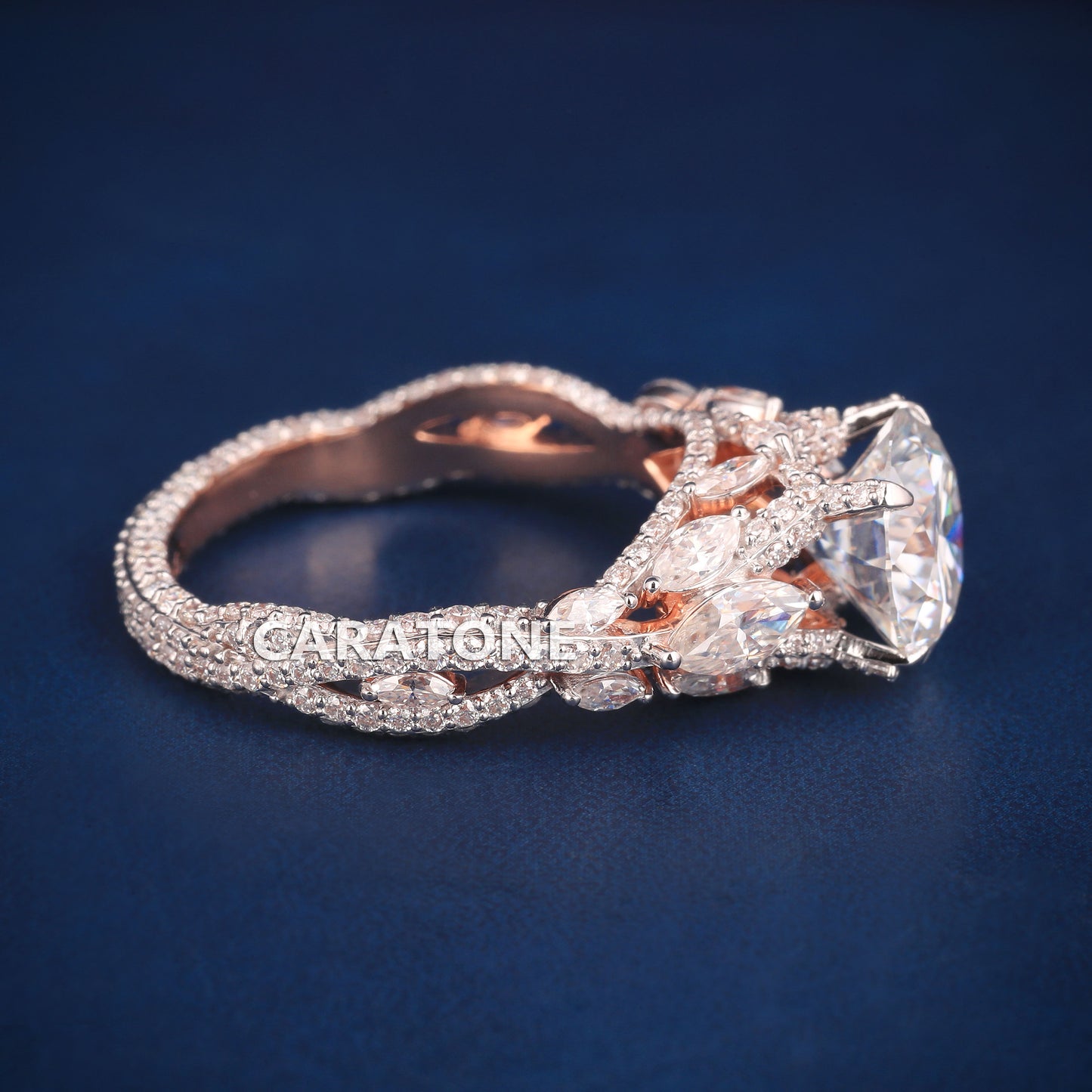 Rose Gold Rings For Women Round Brilliant Lab Diamonds Wedding And Engagement Jewelry For Her