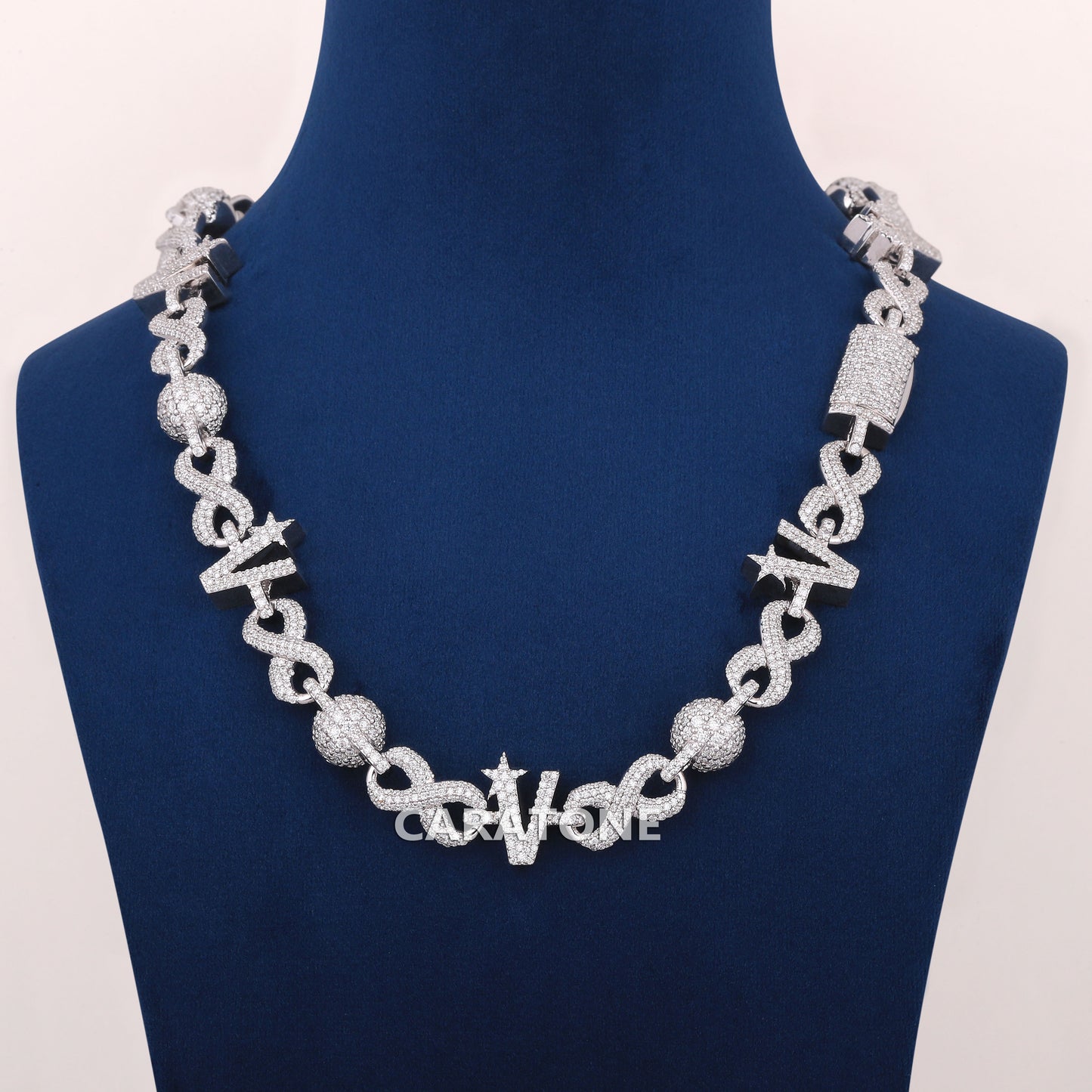 18 inch 14mm Infinity style Christmas inspired buss down diamond necklace