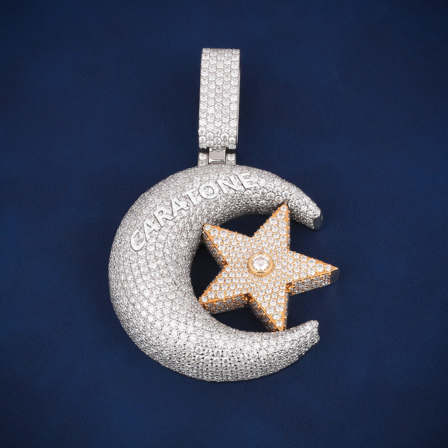 Custom solid heavy hip hop d vvs clarity 14kt gold lab diamond pendant