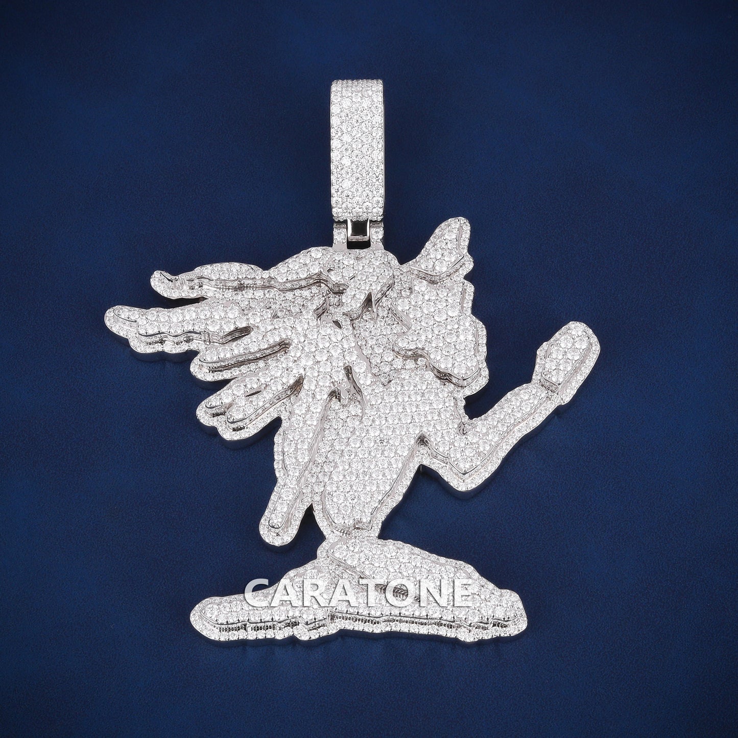3d custom logo full white 14 kt  gold lab diamond pendant
