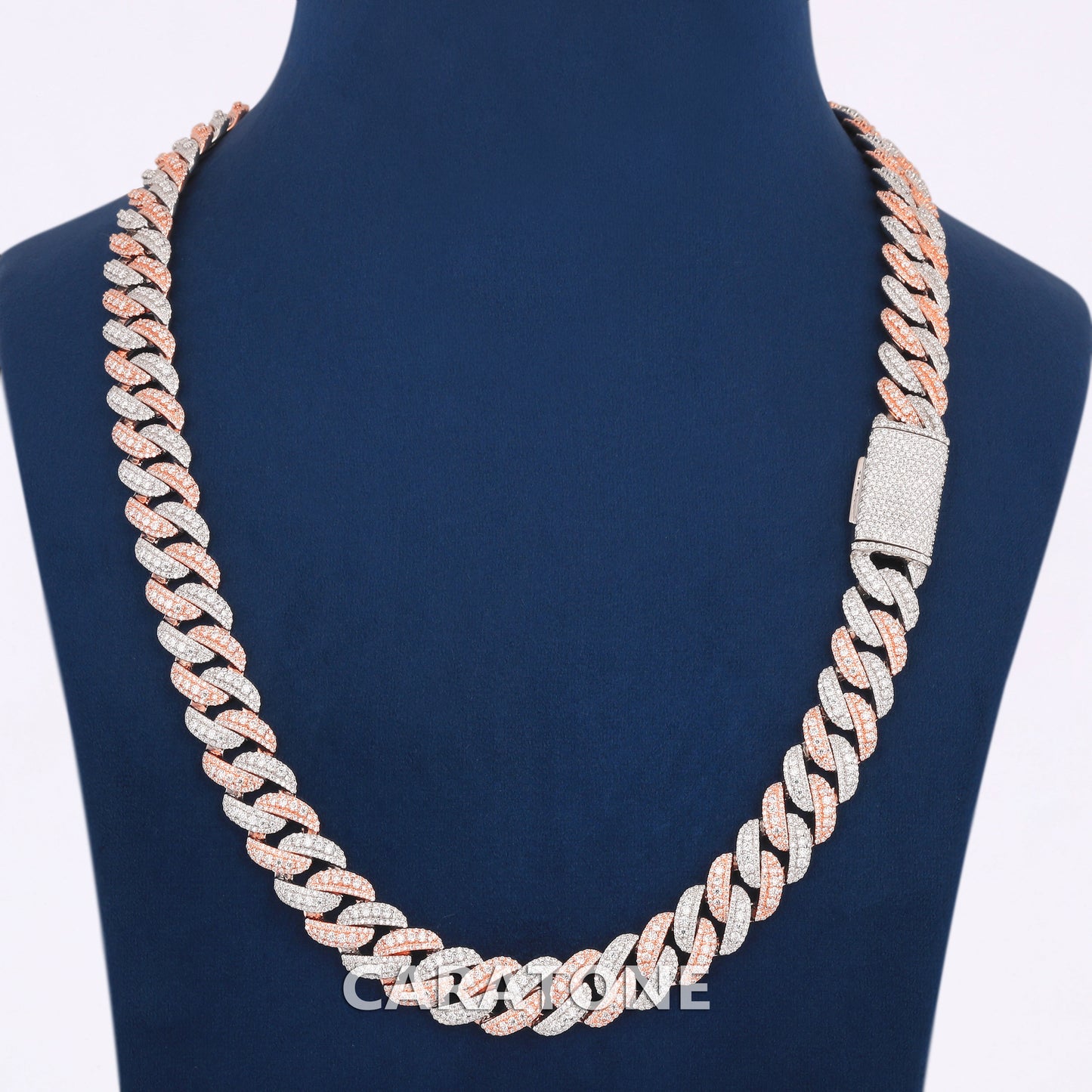 24 inch 13 mm two tone cuban diamond chain vvs clarity