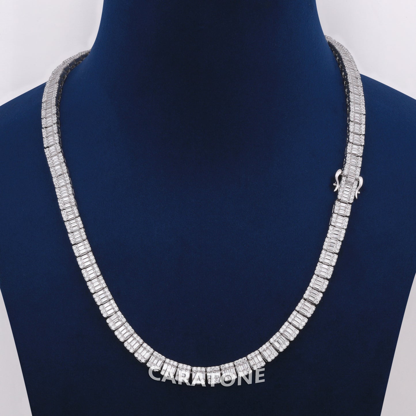 20 inch 12 mm Illusion baguette cut fine jewelry necklaces