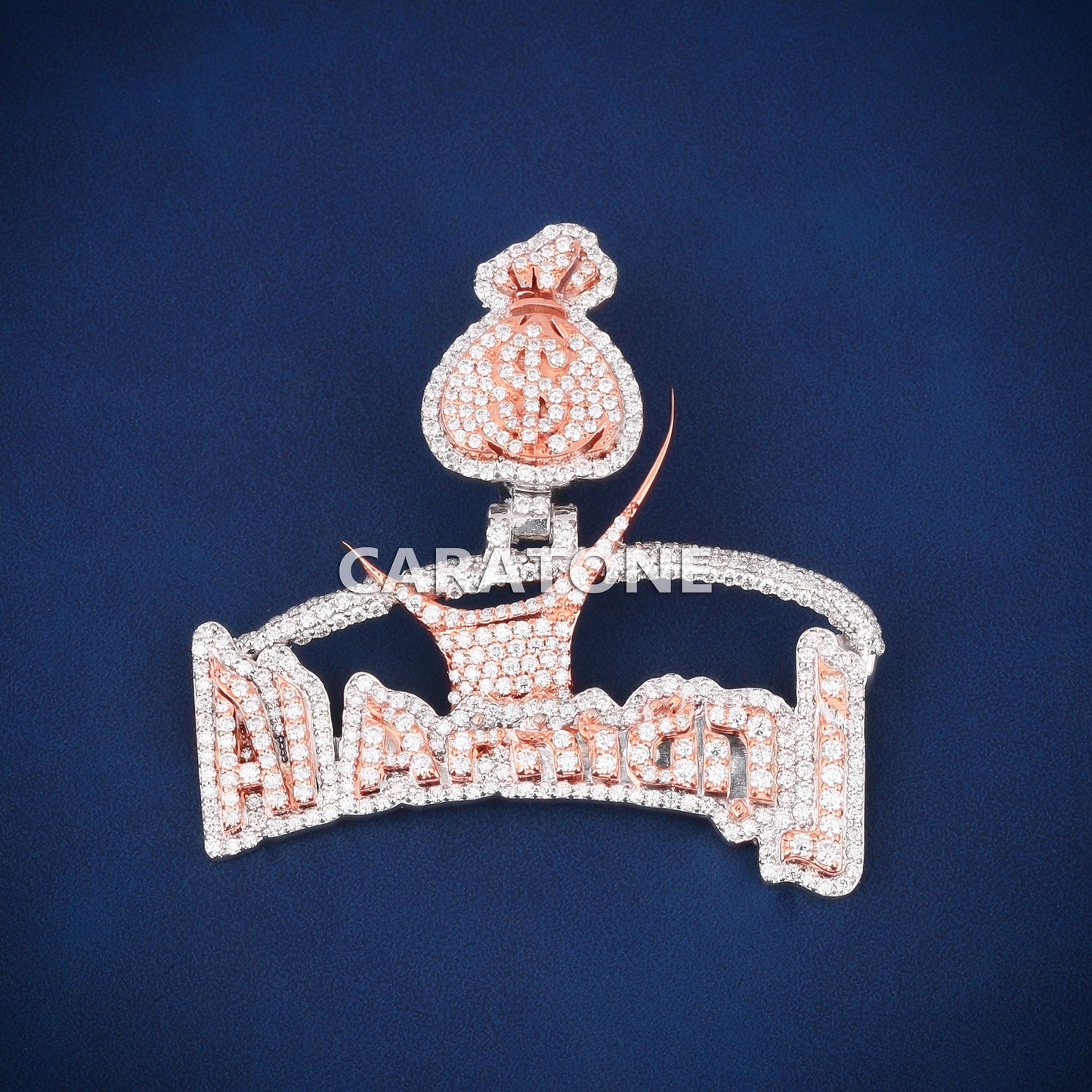 Two tone 14kt gold lab diamond custom letter charm