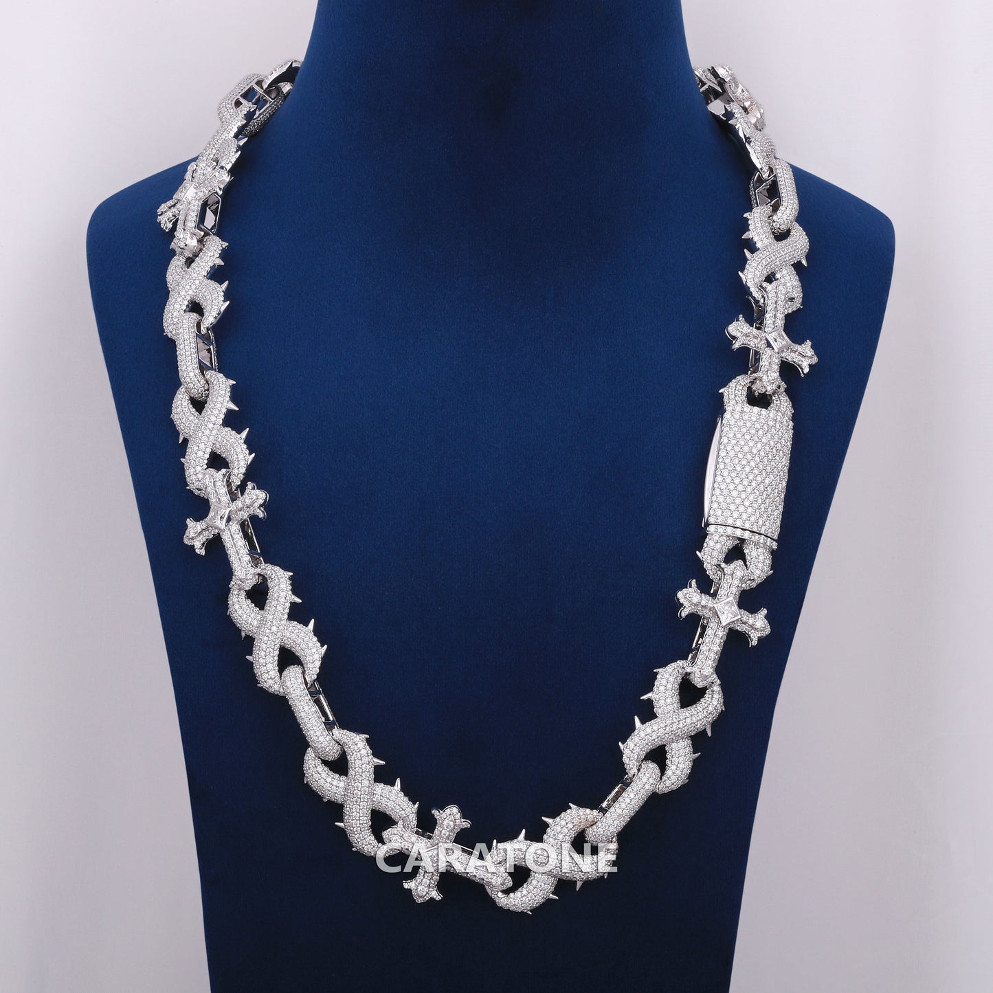 24 Inch 16 mm popular cuban cross infinity style diamond chain
