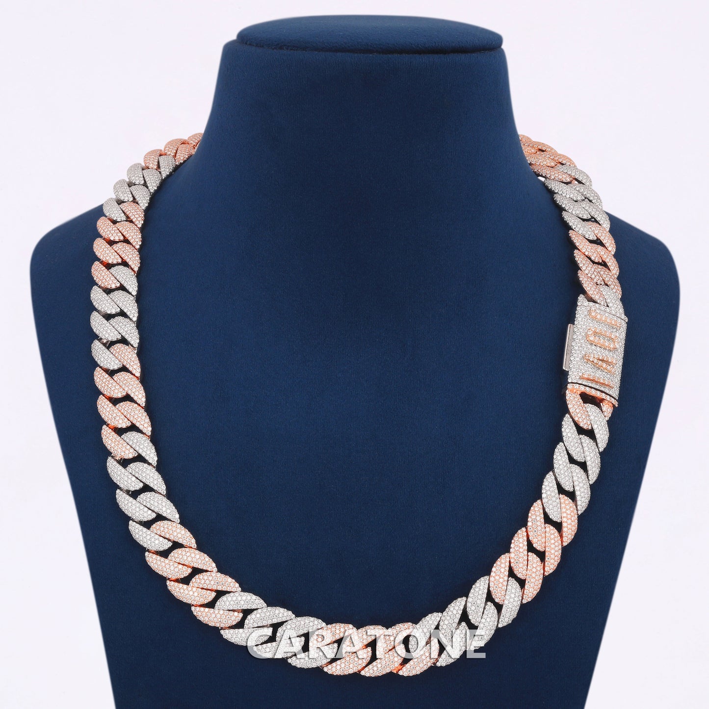 22 Inch 14mm two tone Miami Cuban Diamond Chain
