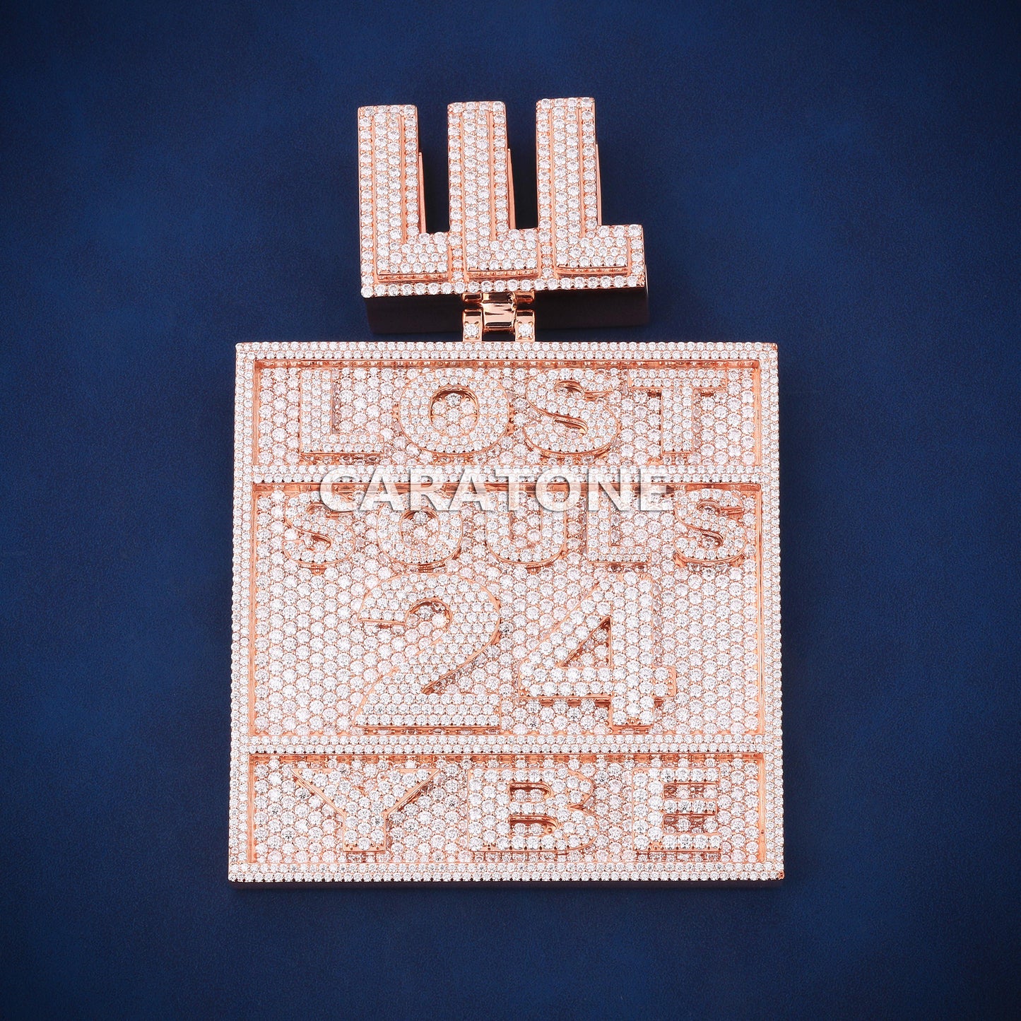 Hip hop custom logo 14kt gold lab diamond pendant vvs d color