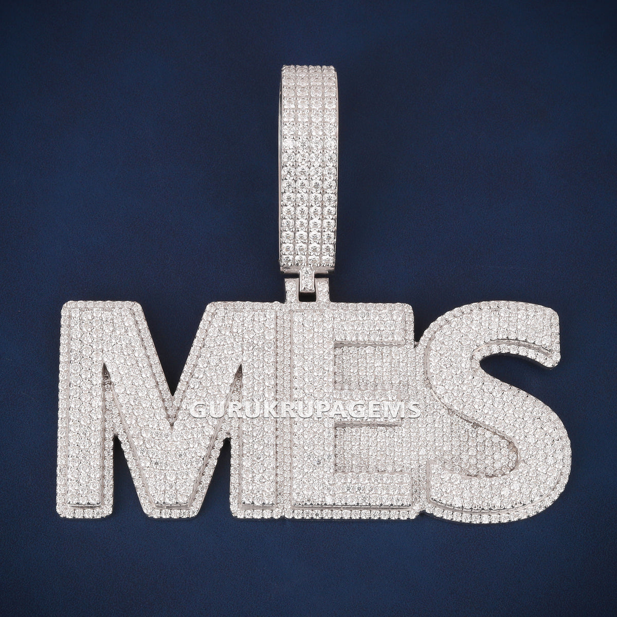 Custom Iced Out MES Name Hip Hop Pendant with Lab Grown Diamonds