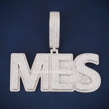 Custom Iced Out MES Name Hip Hop Pendant with Lab Grown Diamonds