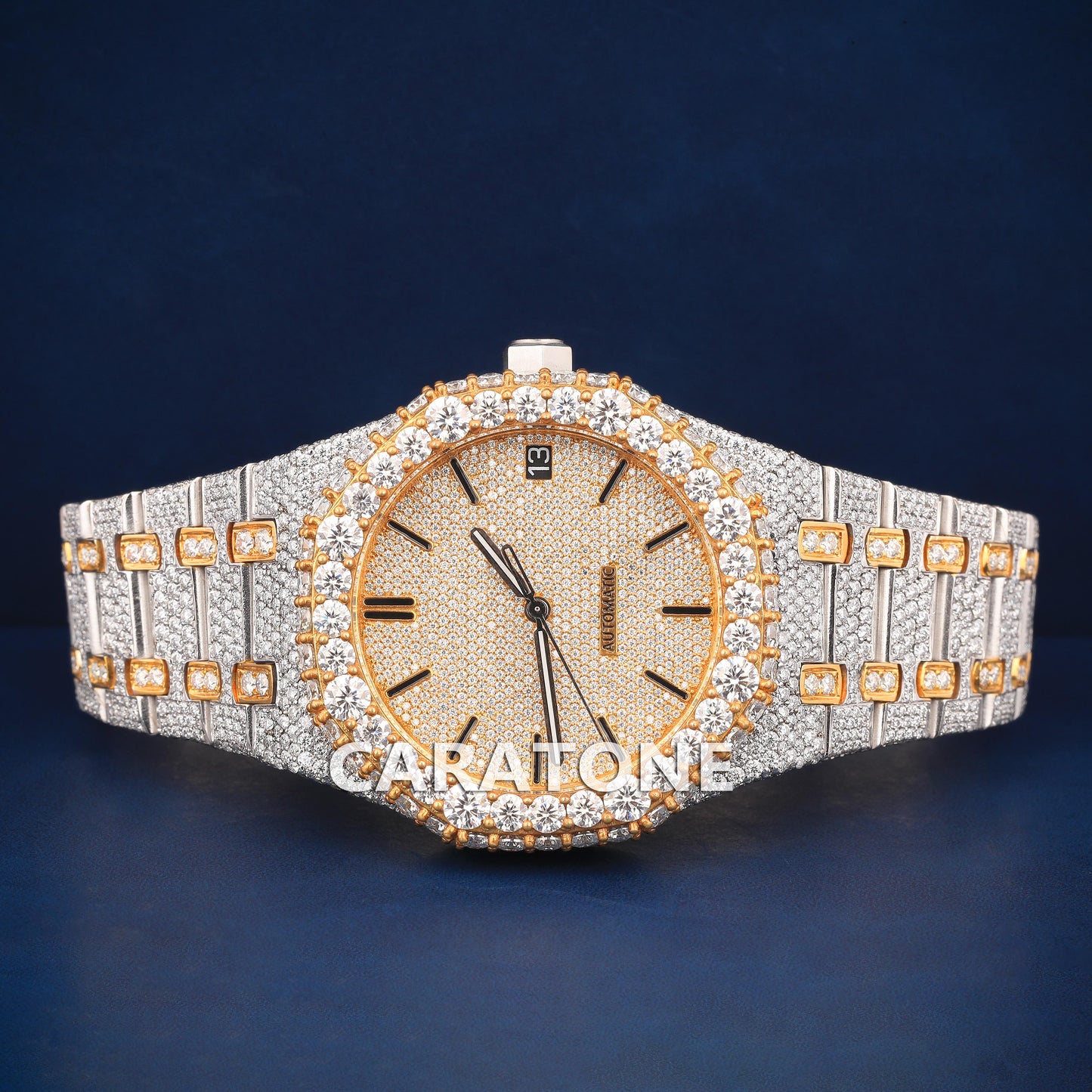 Hip hop two tone branded watch with Diamond tester passed D VVS clarity