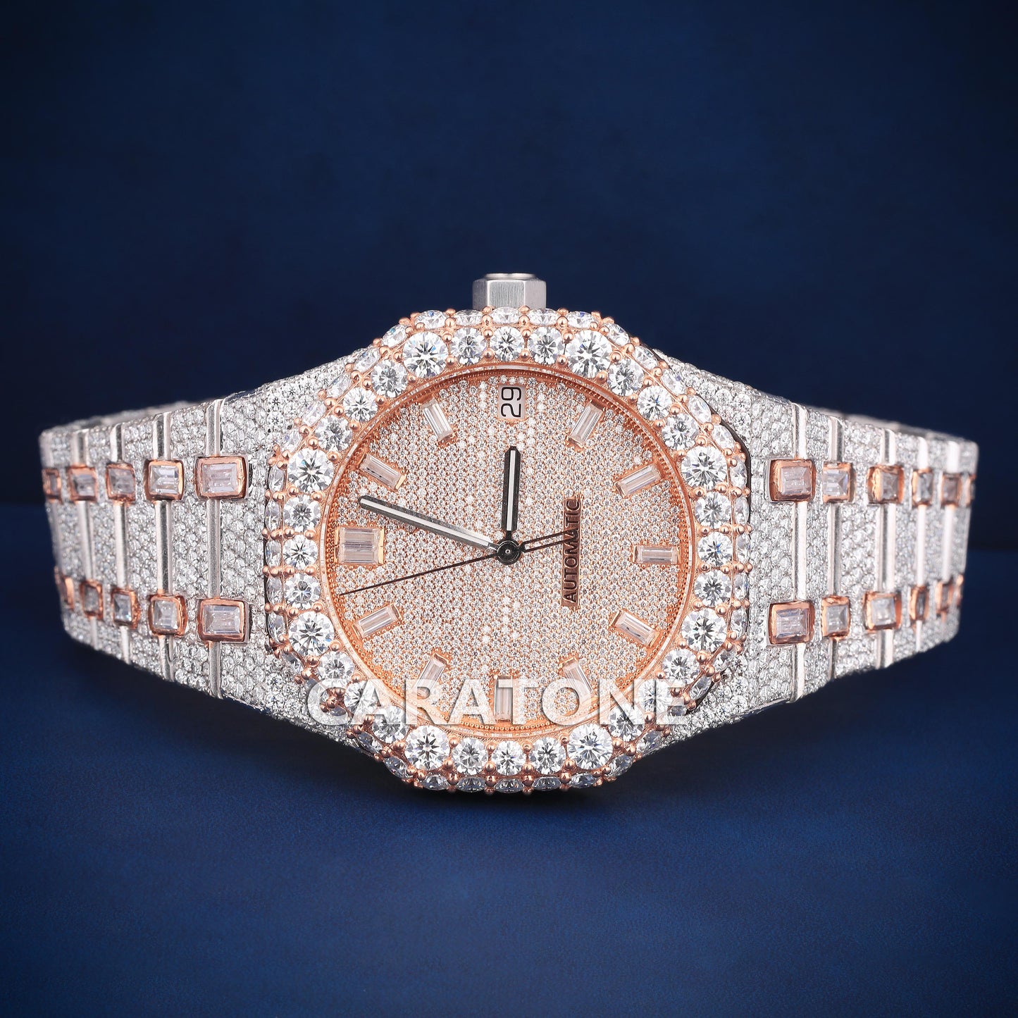 Fully iced out Hip hop Two tone VVS clarity branded watch